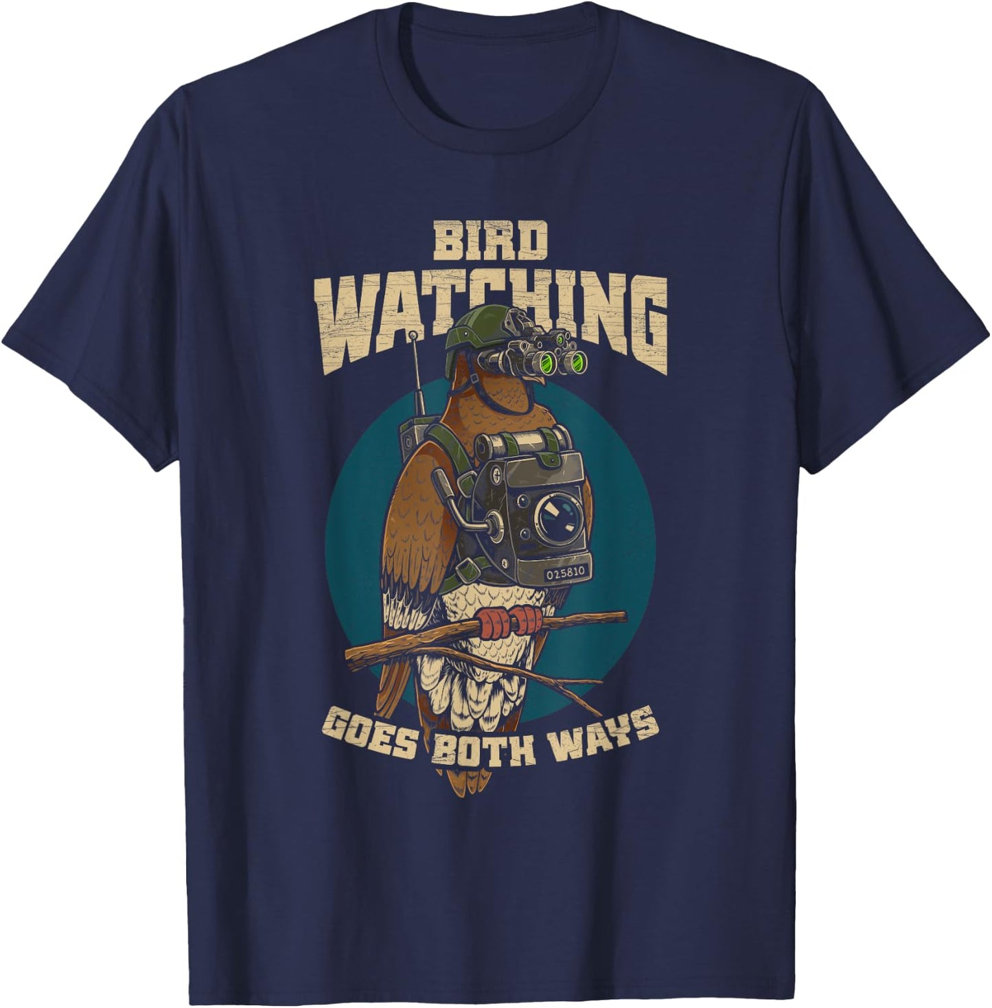 Funny Birds Not Real Shirt Bird Watching Goes Both Ways T-Shirt - T-Shirt | Navy