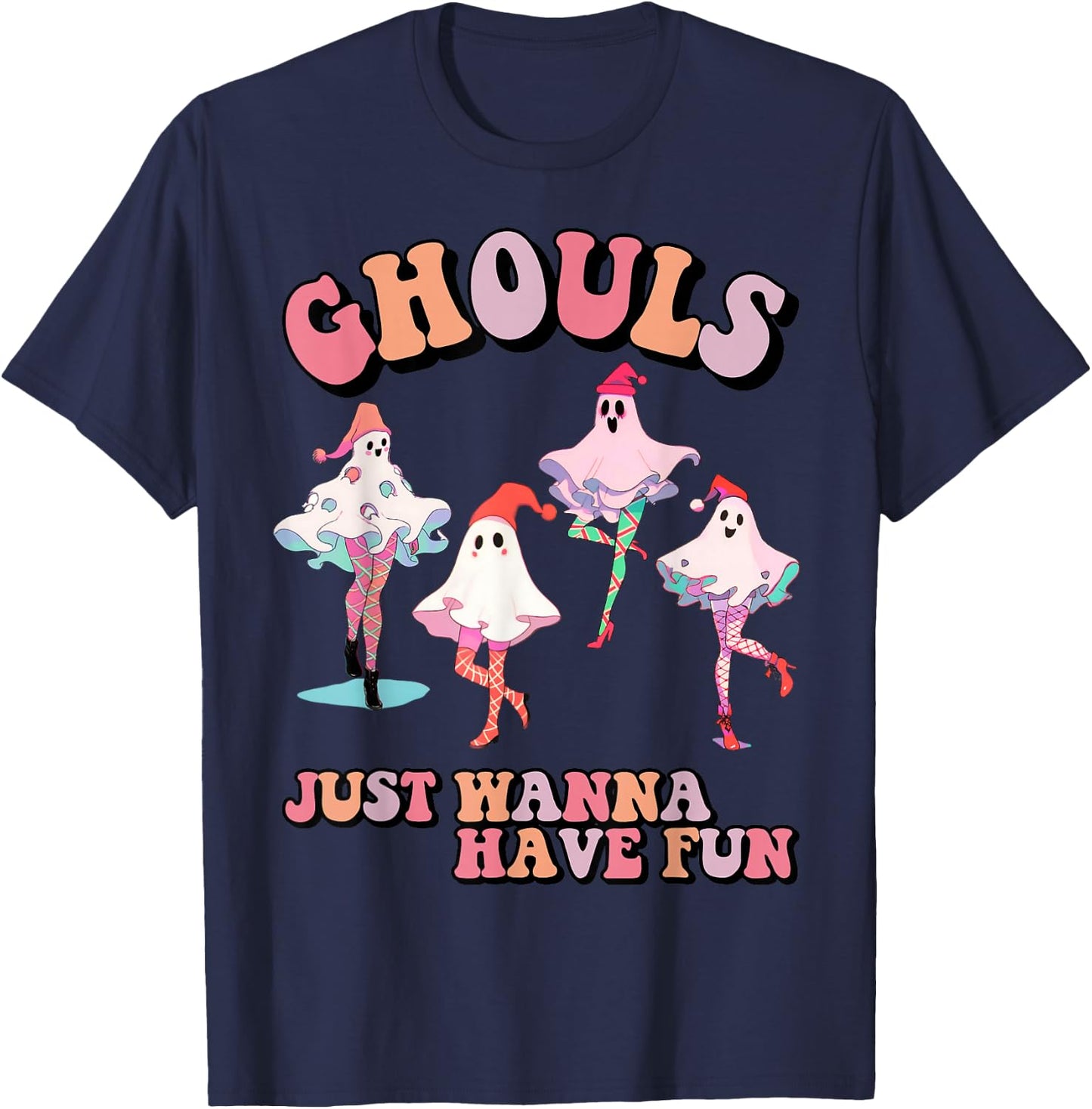 Ghouls just wanna have fun Retro Halloween Christmas girls T-Shirt - T-Shirt | Navy