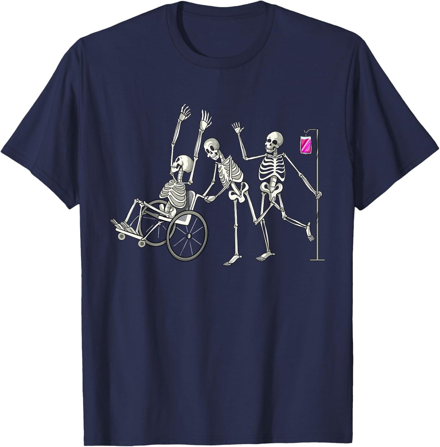 Nurse Skeletons Funny Halloween Healthcare CNA Medical Crew T-Shirt - T-Shirt | Navy