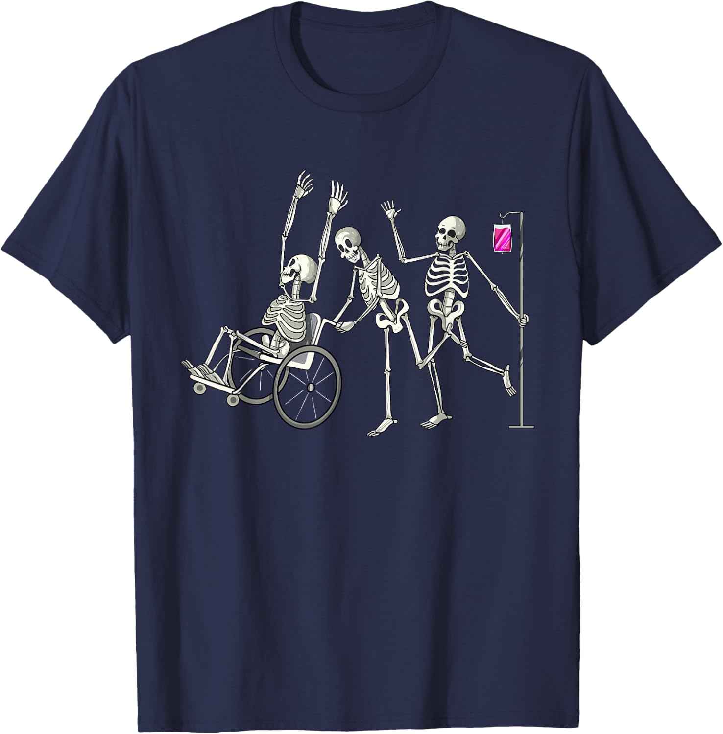 Nurse Skeletons Funny Halloween Healthcare CNA Medical Crew T-Shirt - T-Shirt | Navy