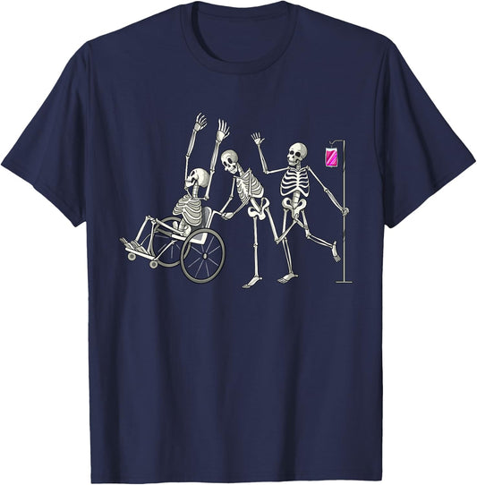 Nurse Skeletons Funny Halloween Healthcare CNA Medical Crew T-Shirt - T-Shirt | Navy