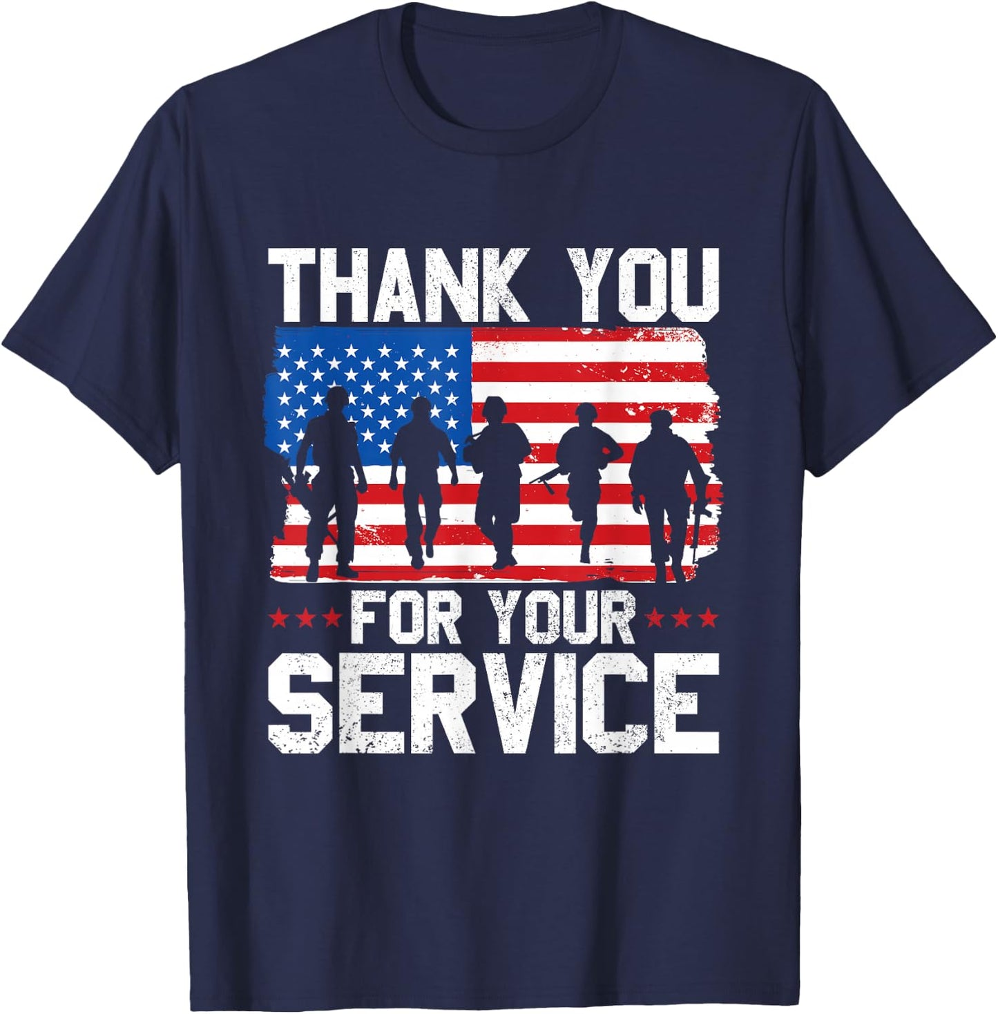 Veterans Day Thank You Memorial Day Us Patriotic Design T-Shirt - T-Shirt | Navy