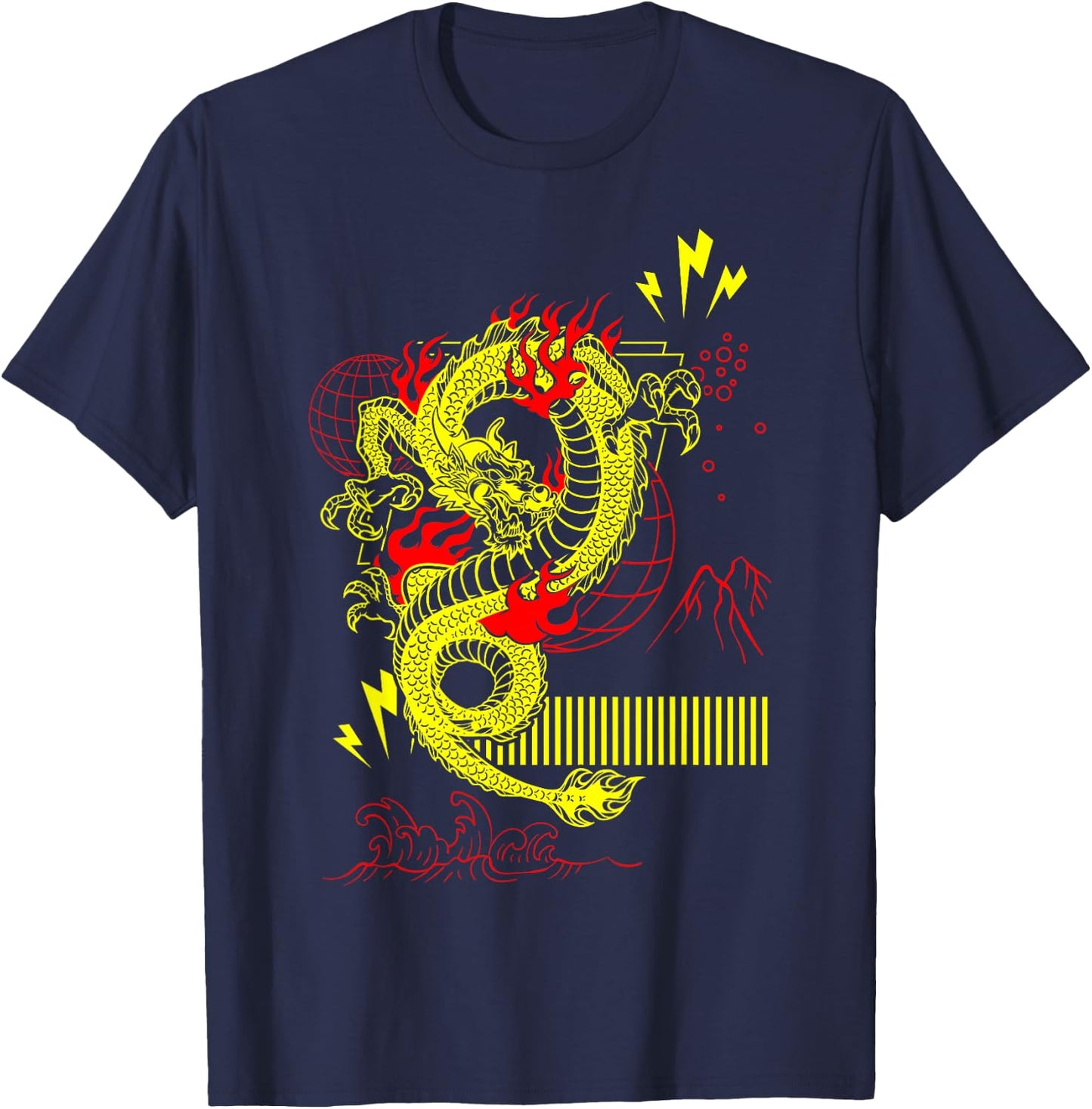 Yellow Dragon Streetwear T-Shirt - T-Shirt | Navy