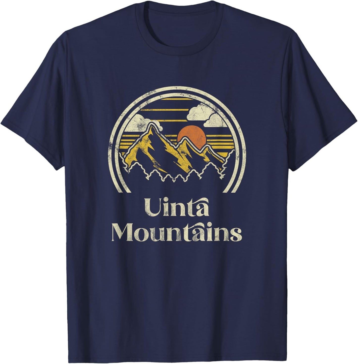 Uinta Mountains Mountains Utah Hiking Outdoors Retro T-Shirt - T-Shirt | Navy