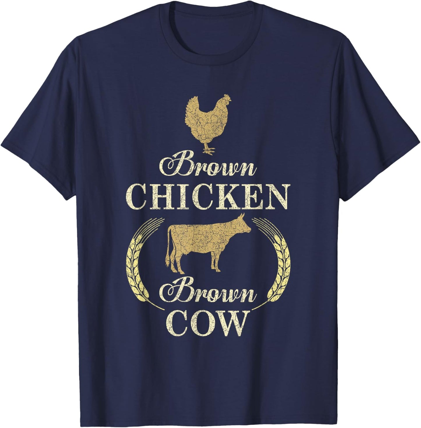 Brown Chicken Brown Cow Animals Lover Farmer T-Shirt - T-Shirt | Navy
