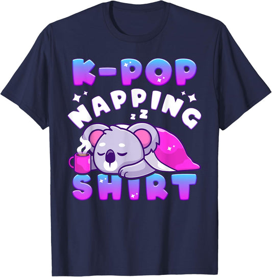 K-Pop Music, Sleeping Koala, Cute K-Pop Napping T-Shirt - T-Shirt | Navy