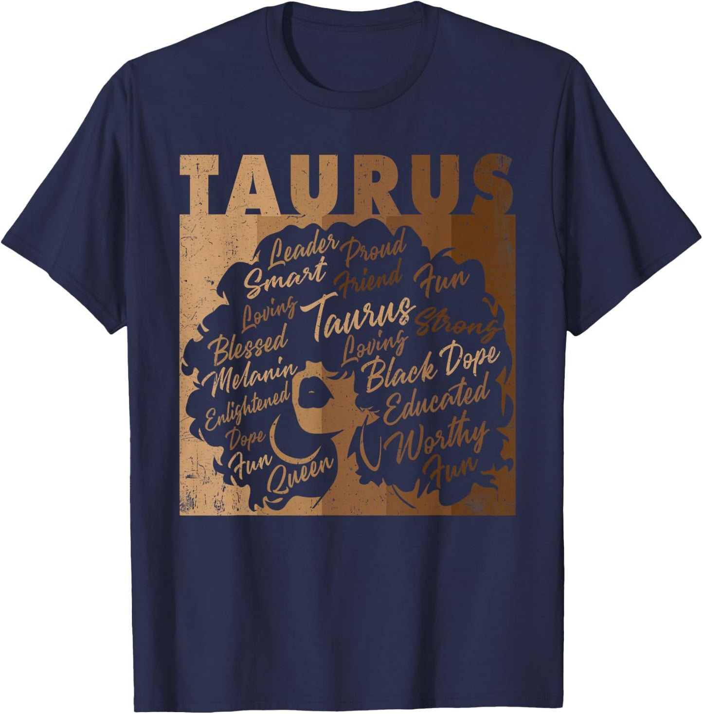 Taurus Girl African American Women Melanin Birthday T-Shirt - T-Shirt | Navy