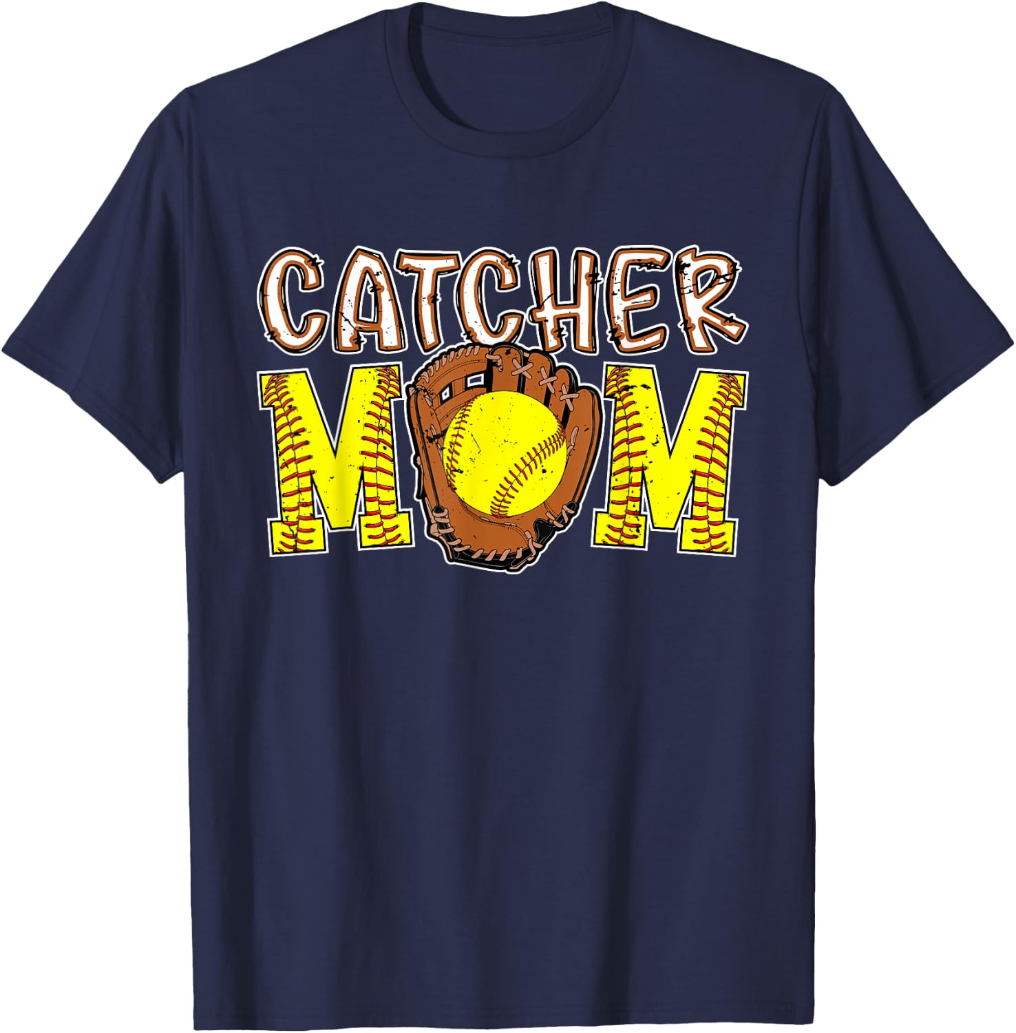 Catcher Mom Softball Catcher Mom Softball Catcher Mama T-Shirt - T-Shirt | Navy