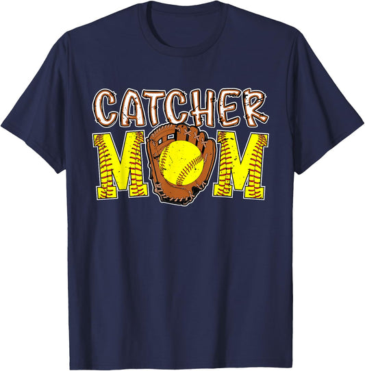 Catcher Mom Softball Catcher Mom Softball Catcher Mama T-Shirt - T-Shirt | Navy