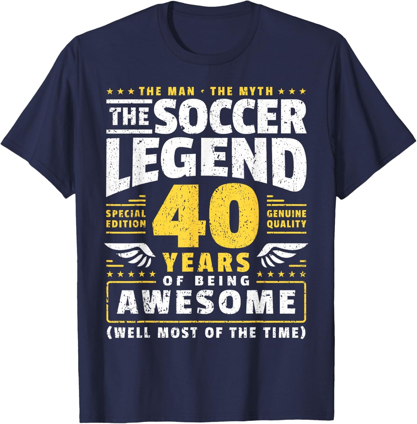 40th Birthday Soccer Player 40 Years T-Shirt - T-Shirt | Navy