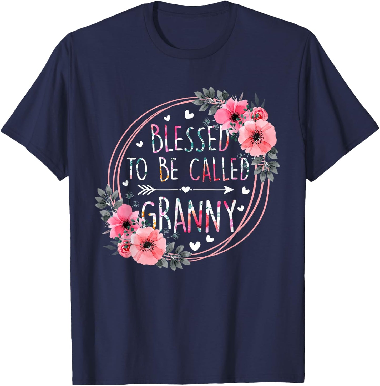 Blessed to be called Granny Mother's Day Granmda Flower T-Shirt - T-Shirt | Navy