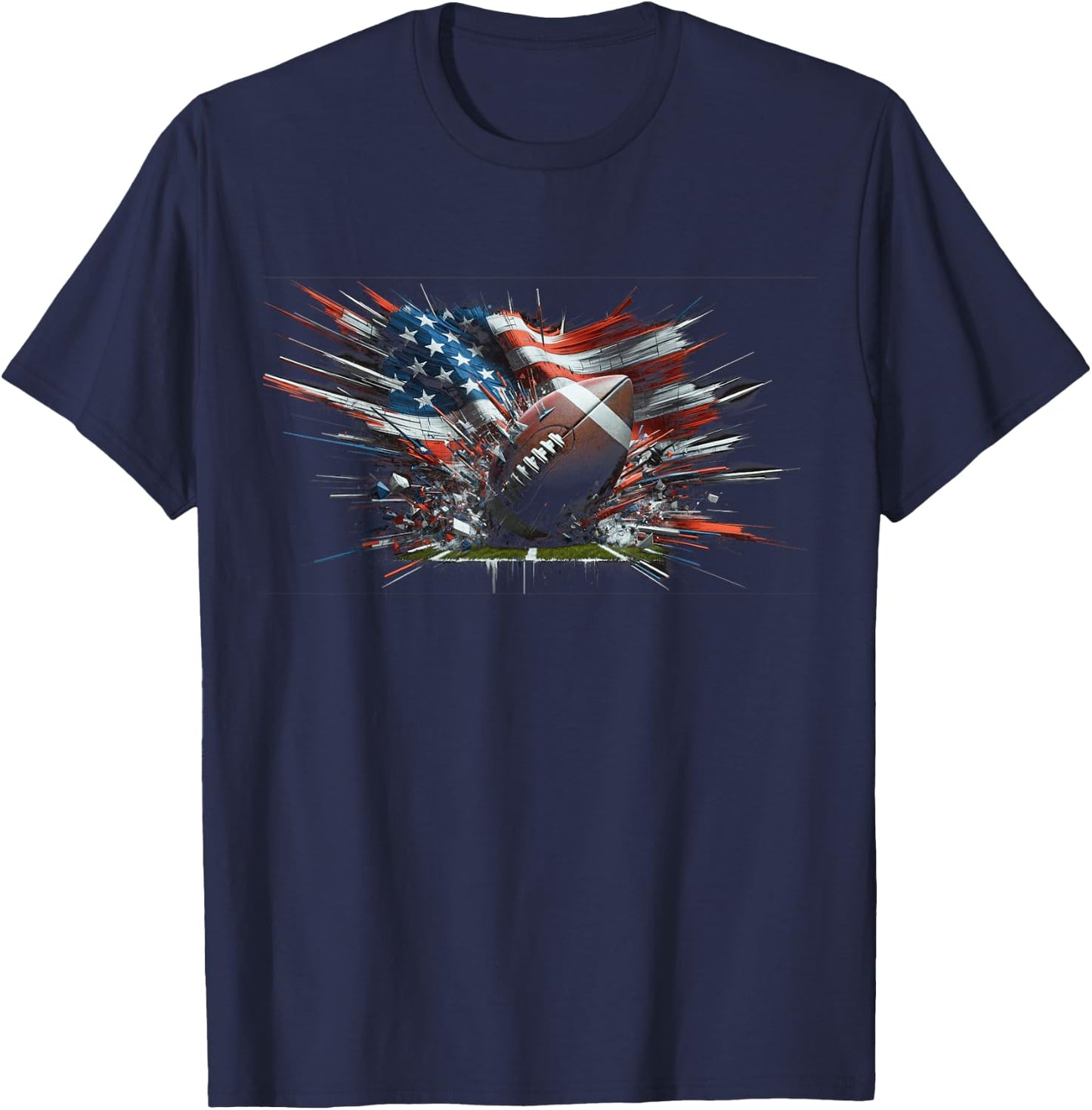 American football 4th Of July Men USA American Flag Boys T-Shirt - T-Shirt | Navy