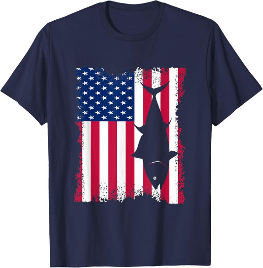 Vintage Love Yellowfin Tuna Vintage US Flag Bluefin Tuna T-Shirt - T-Shirt | Navy