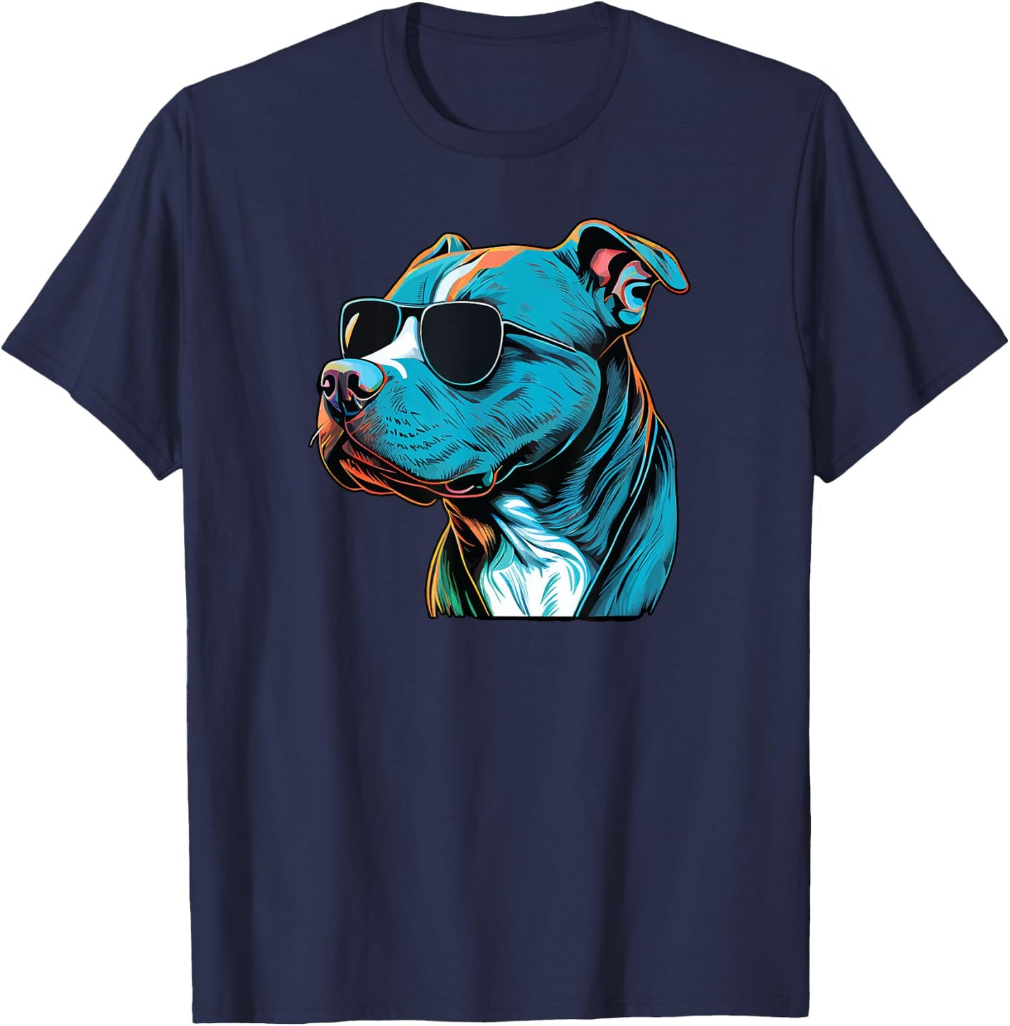 Dad Mom Cool Dog Sunglasses - Pitbull Men Women T-Shirt - T-Shirt | Navy