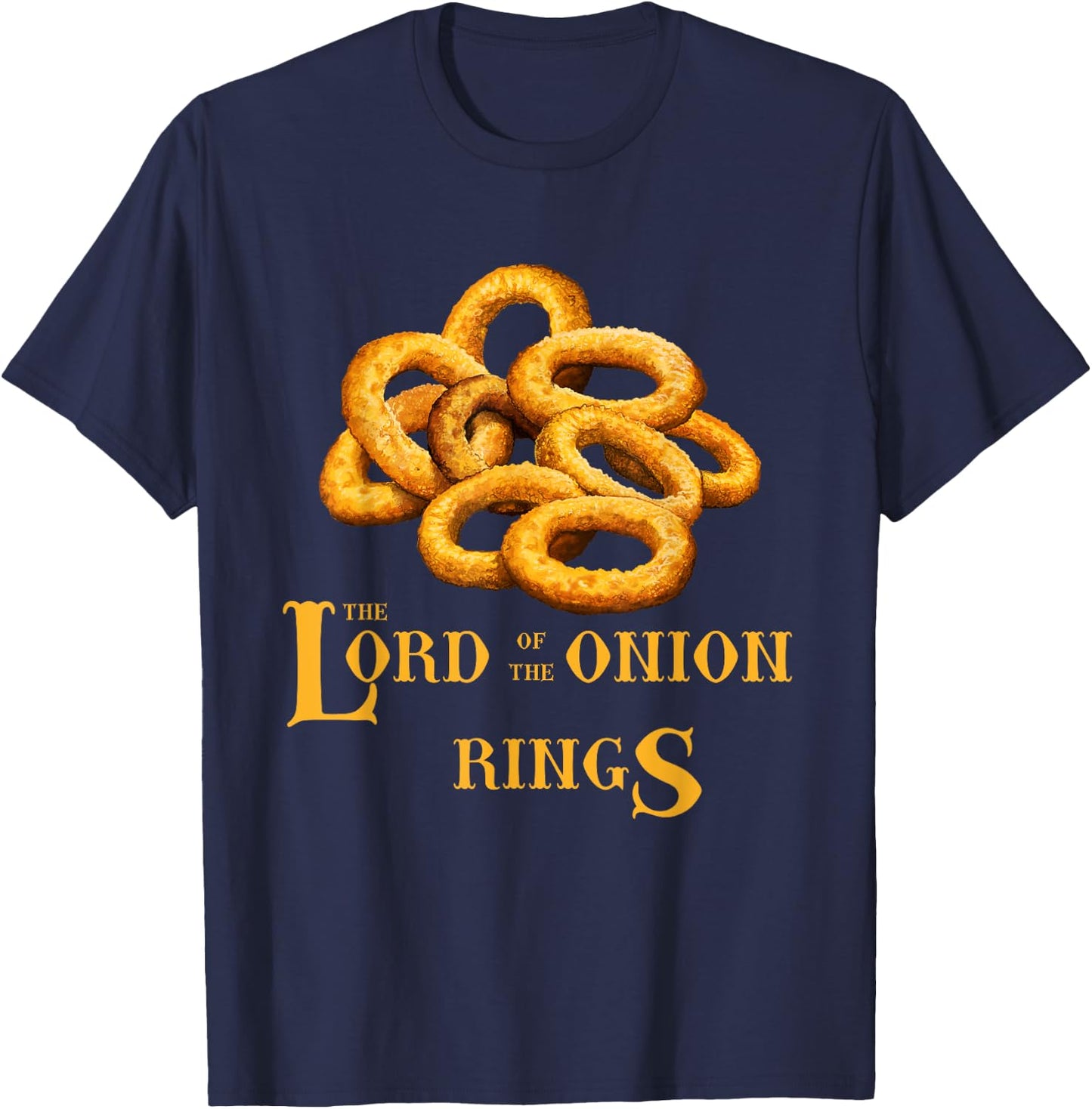 Lord Of Onion Rings Funny Foodie Movie T-Shirt - T-Shirt | Navy