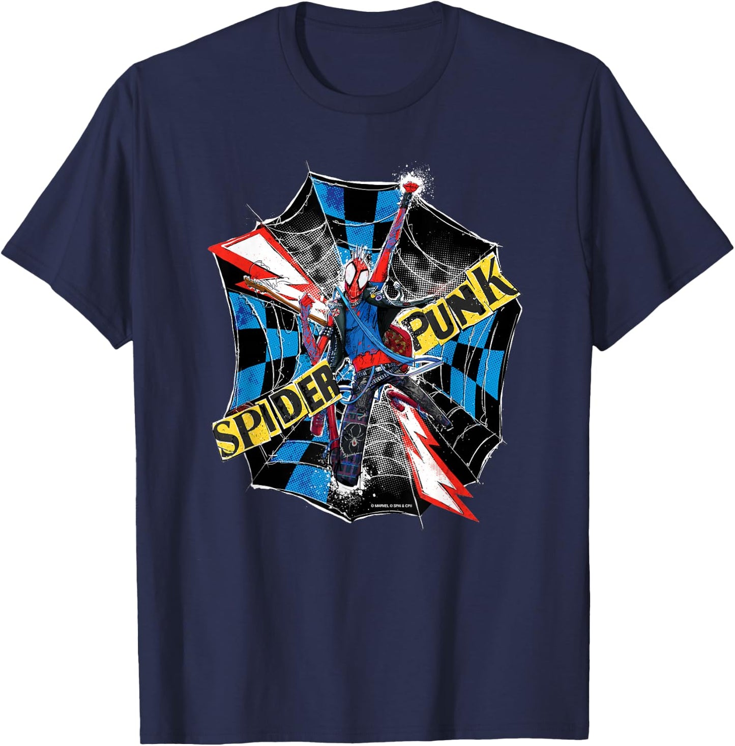 Marvel Spider-Man: Across the Spider-Verse Spider-Punk Web T-Shirt - T-Shirt | Navy