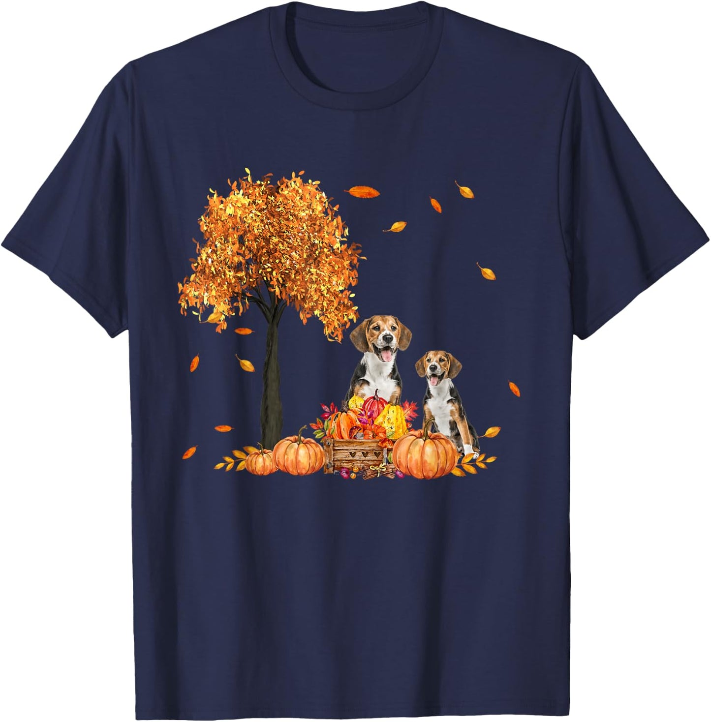 Beagle Autumn Leaf Fall Dog Lover Thanksgiving Halloween Men Women Kids T-Shirt - T-Shirt | Navy