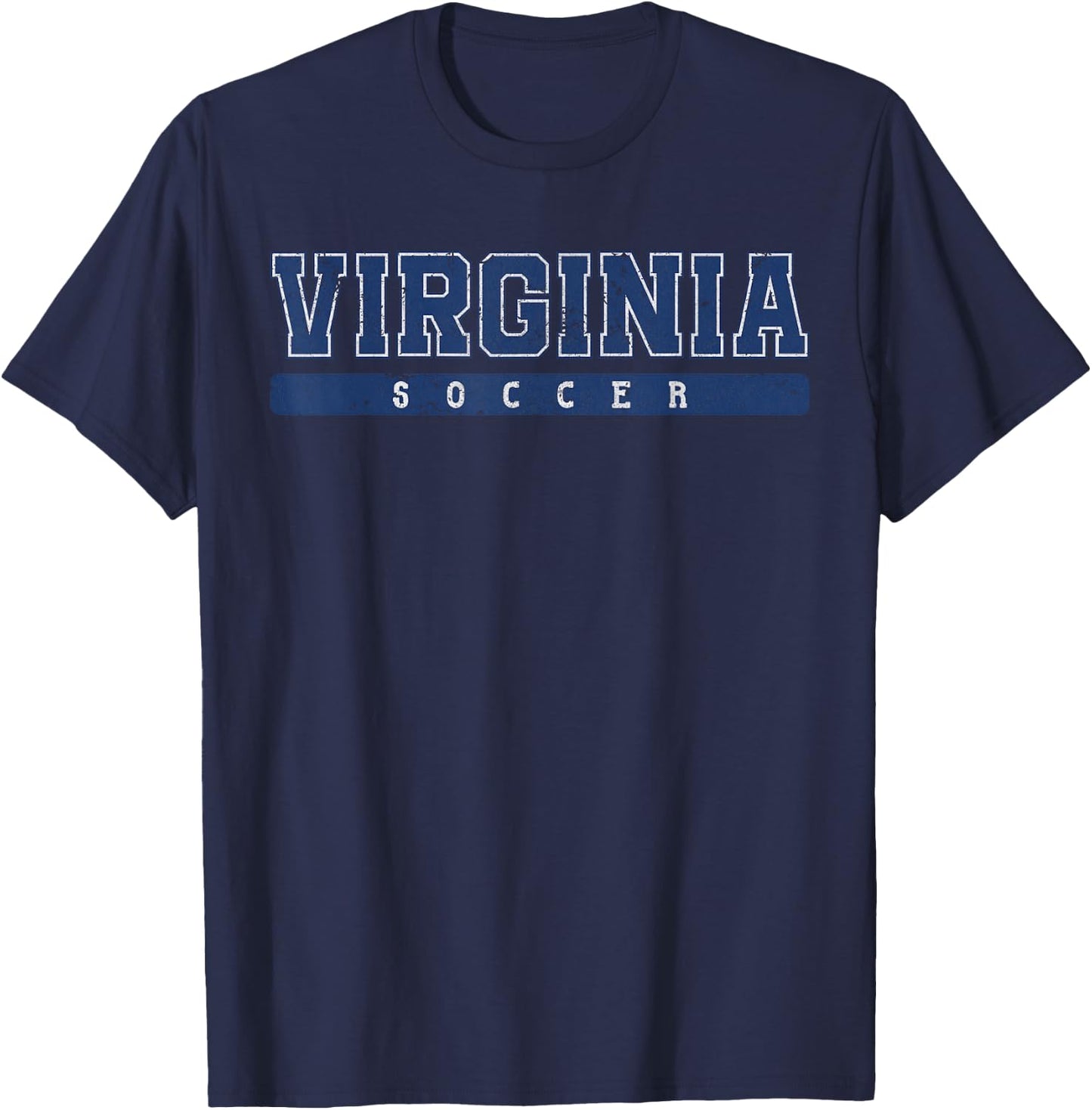 Virginia Soccer Blue Vintage Text T-Shirt - T-Shirt | Navy
