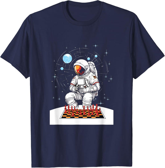 Chess player astronaut chess board chess game chess game T-Shirt - T-Shirt | Navy