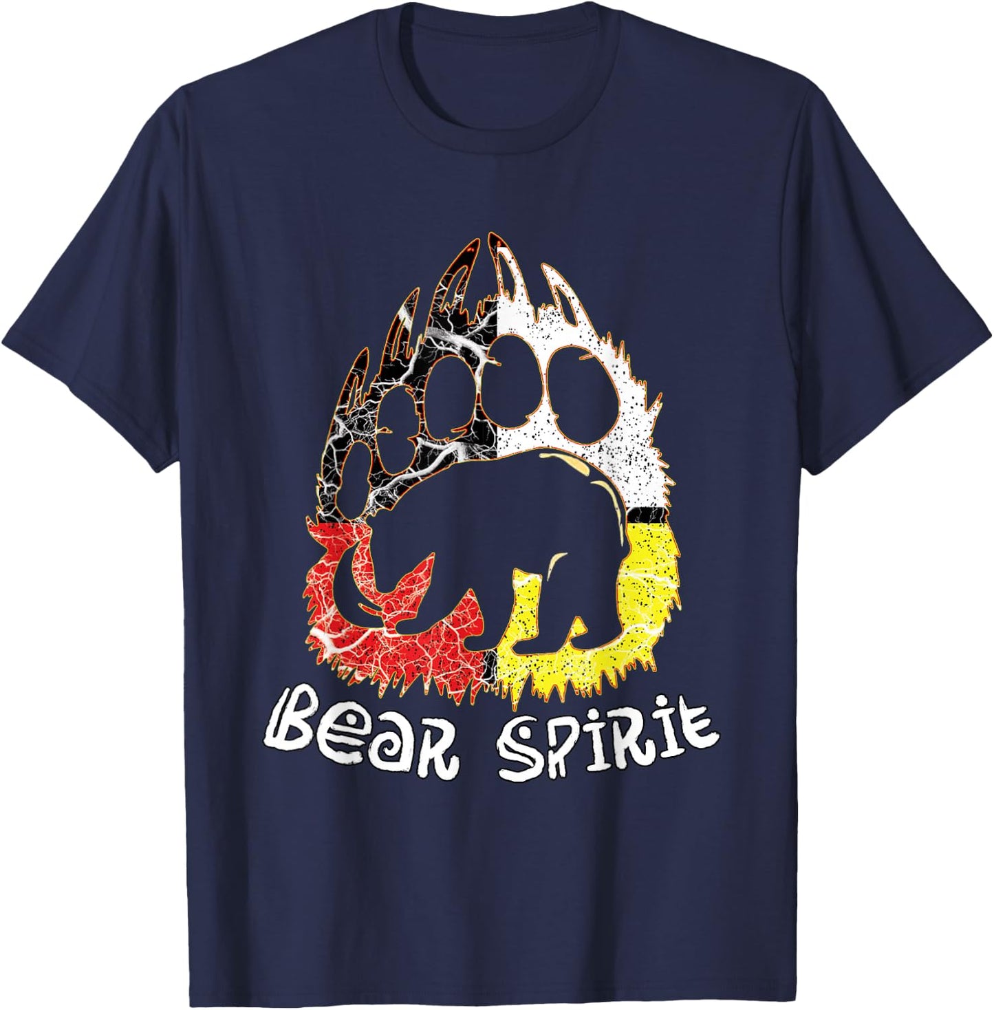 Native American Bear Spirit, Bear Paw T-Shirt - T-Shirt | Navy