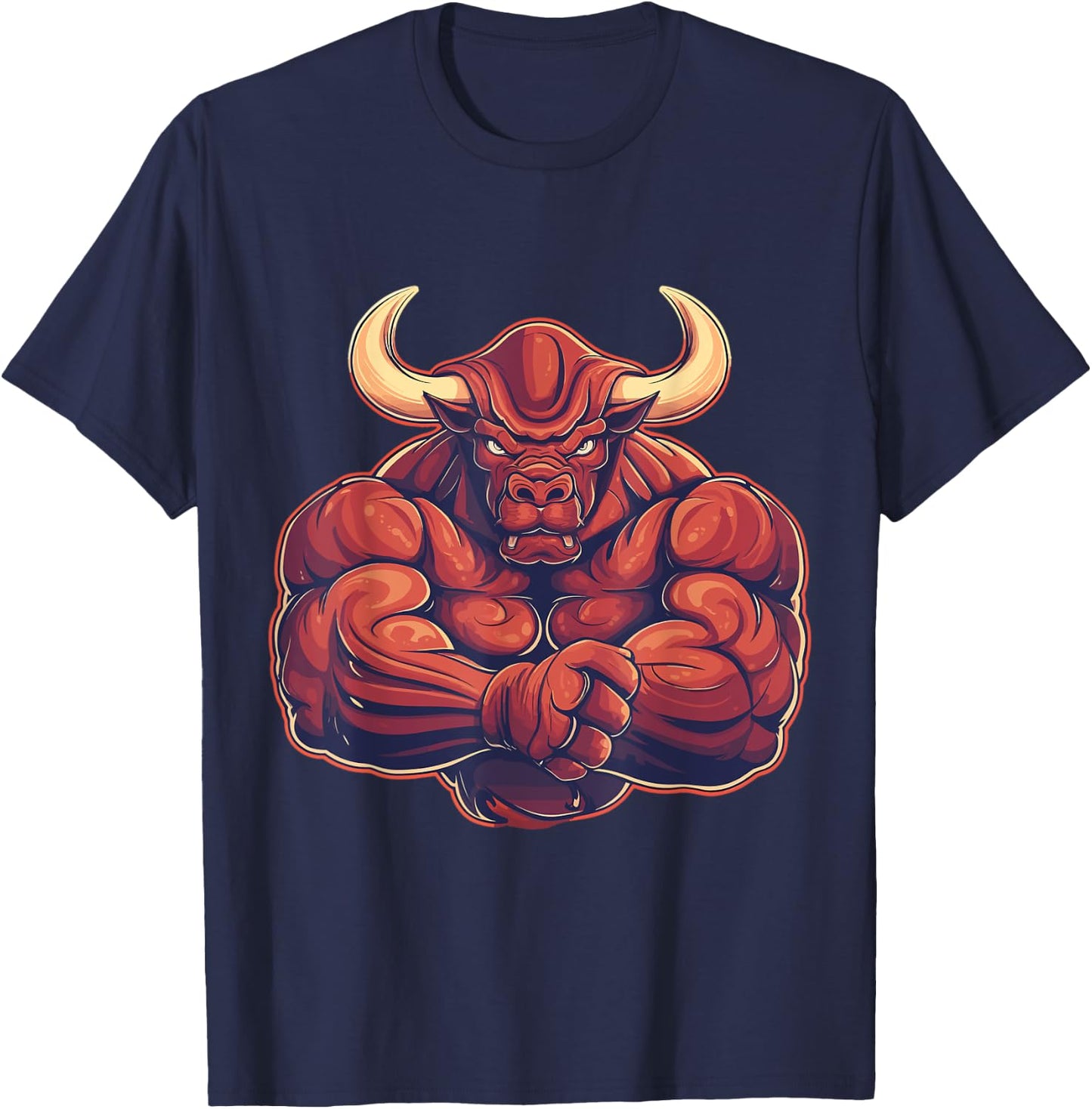 Bull, Muscular, Swole, Weightlifting, Workout, Strong, Bull T-Shirt - T-Shirt | Navy