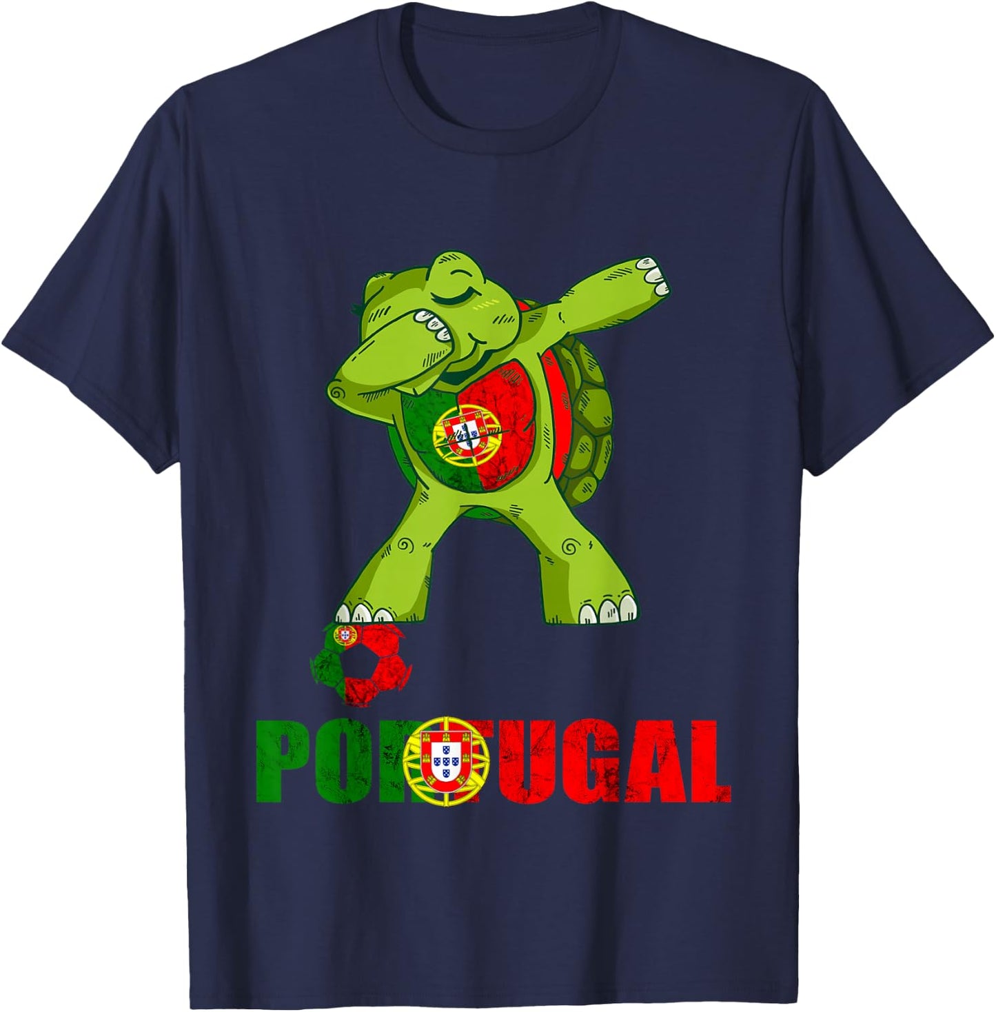Dabbing Turtle Portugal Soccer Portuguese Roots Portugal T-Shirt - T-Shirt | Navy
