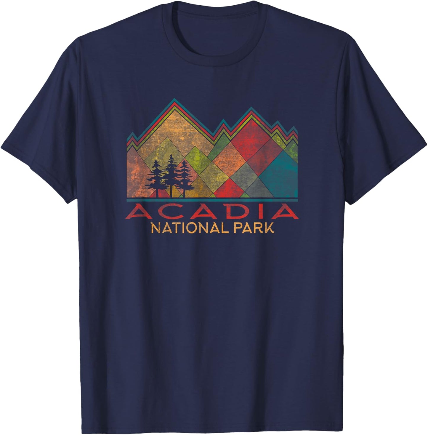 Acadia National Park Destinations Graphic , -Adults, Black, Small, Short Sleeve, Classic Fit T-Shirt - T-Shirt | Navy