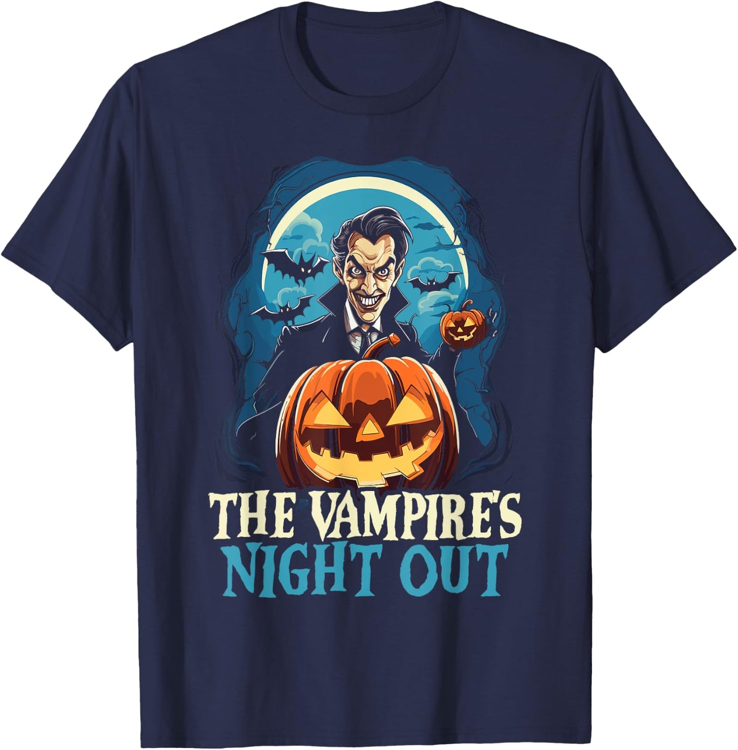Dracula Halloween Scary Trick Or Treat Spooky Vampire T-Shirt - T-Shirt | Navy
