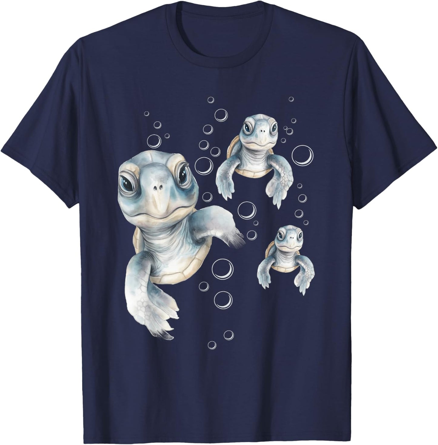 Colorful Swimming Turtles - Summer Vacation Sea Animal Lover Men Women Girls Kids T-Shirt - T-Shirt | Navy