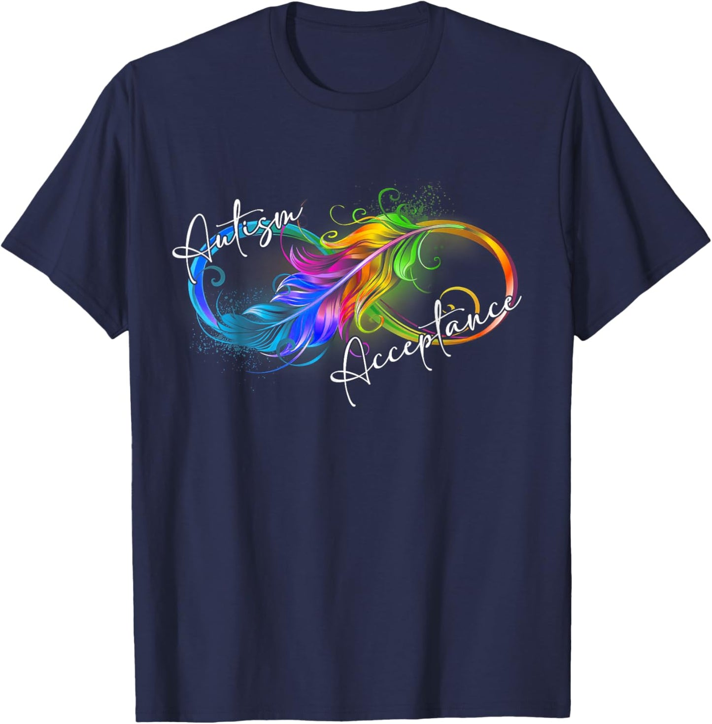 Autism Red Instead Infinity Symbol Autistic Acceptance T-Shirt - T-Shirt | Navy