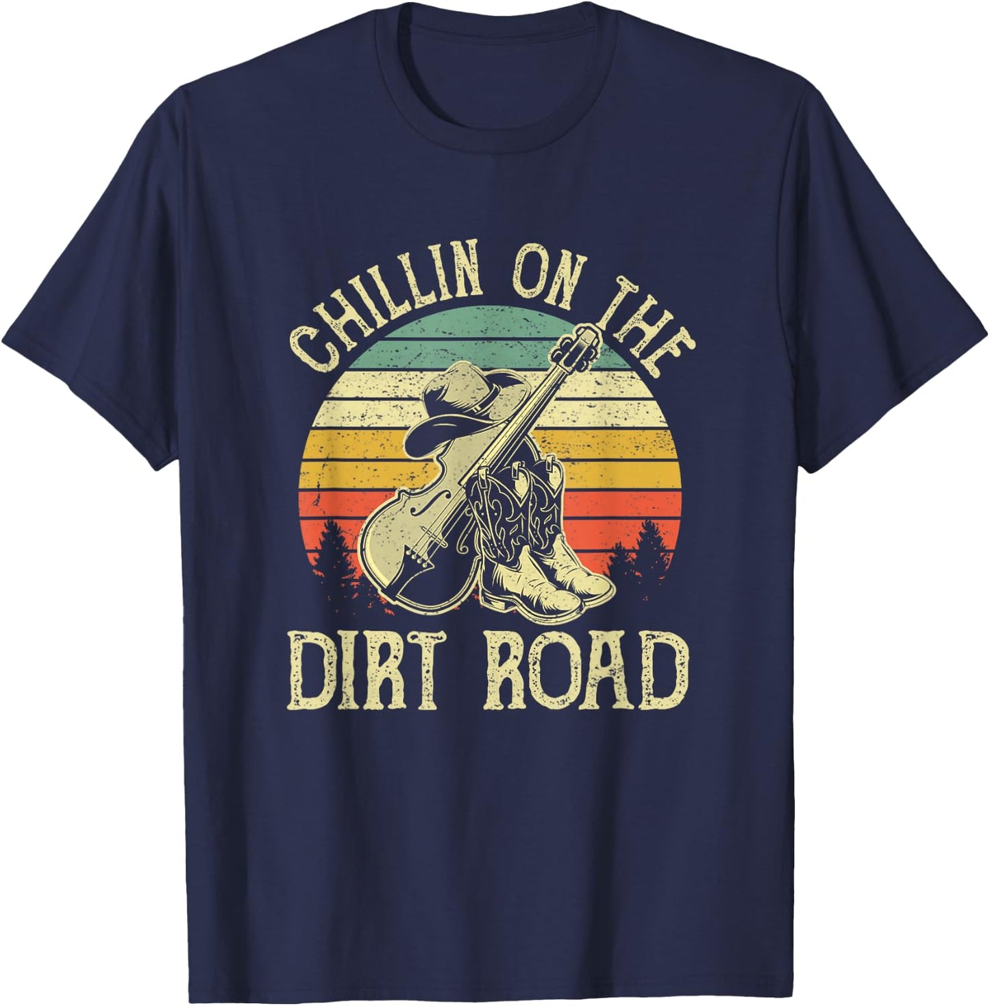 Chillin On The Dirt Road Western Life Rodeo Country Music T-Shirt - T-Shirt | Navy