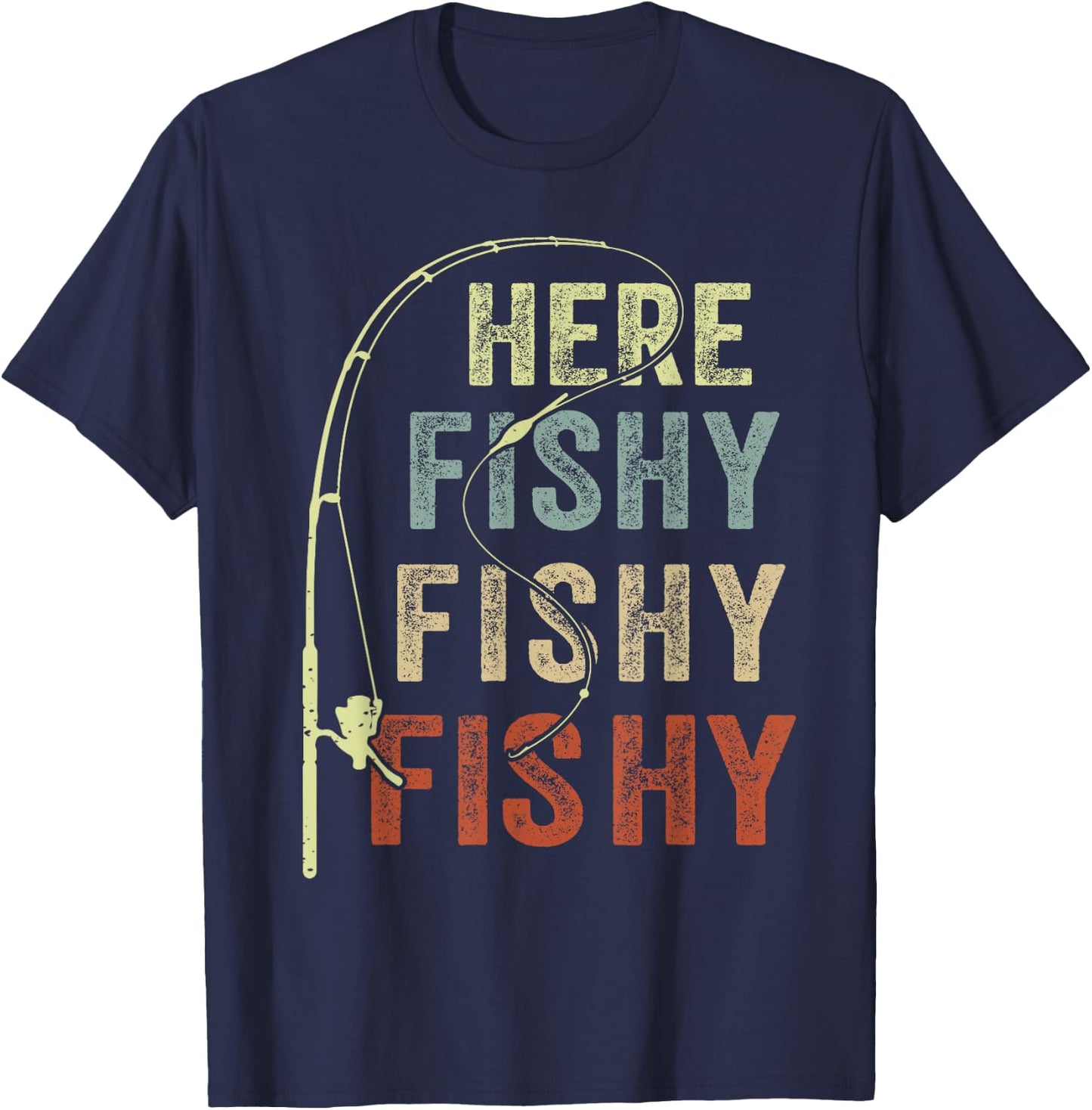 Youth Here-Fishy Fishing-Shirt Boys Toddler Funny Fisherman T-Shirt - T-Shirt | Navy