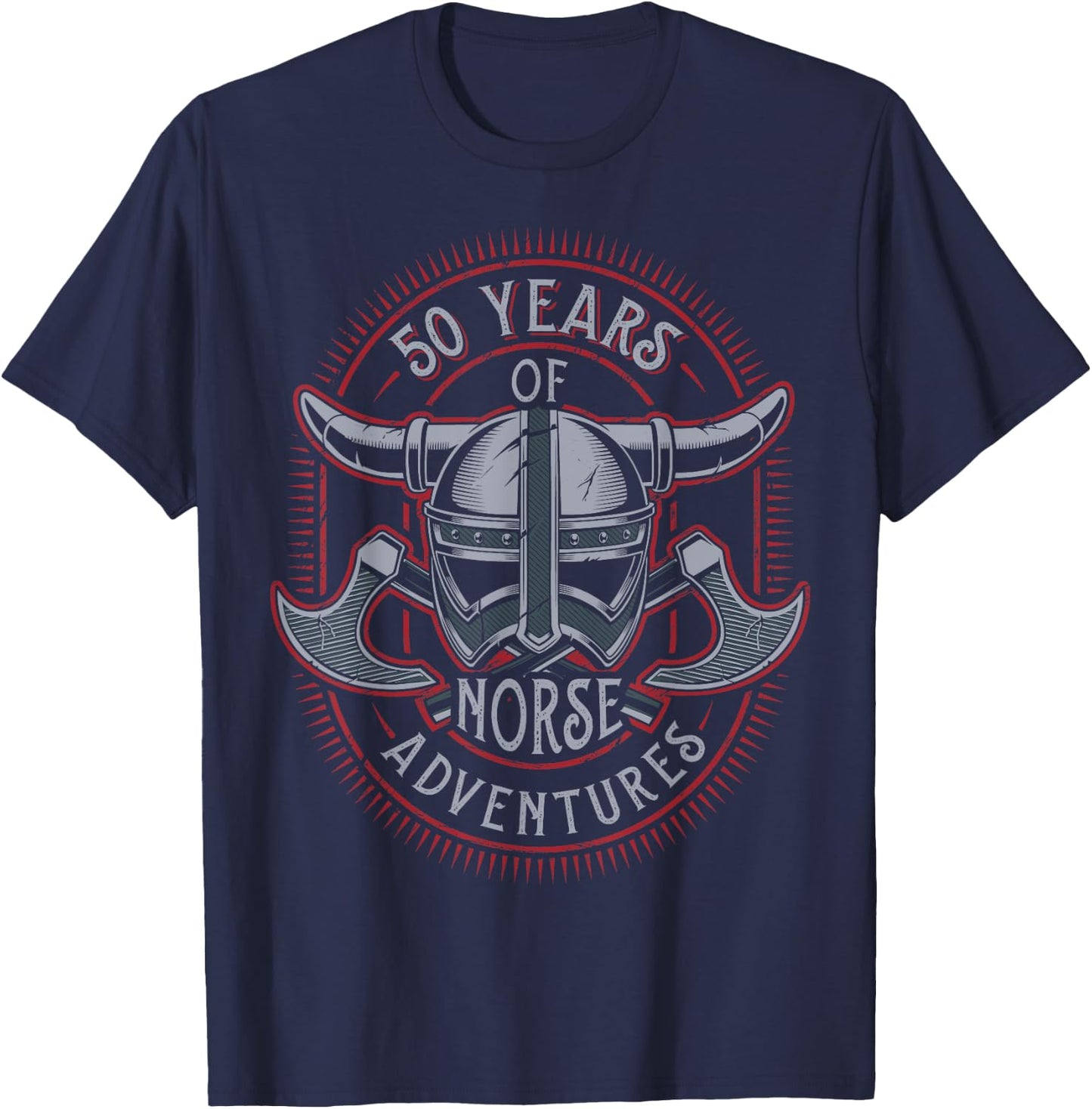 50 Years of Norse Adventures Viking 50th Birthday T-Shirt - T-Shirt | Navy