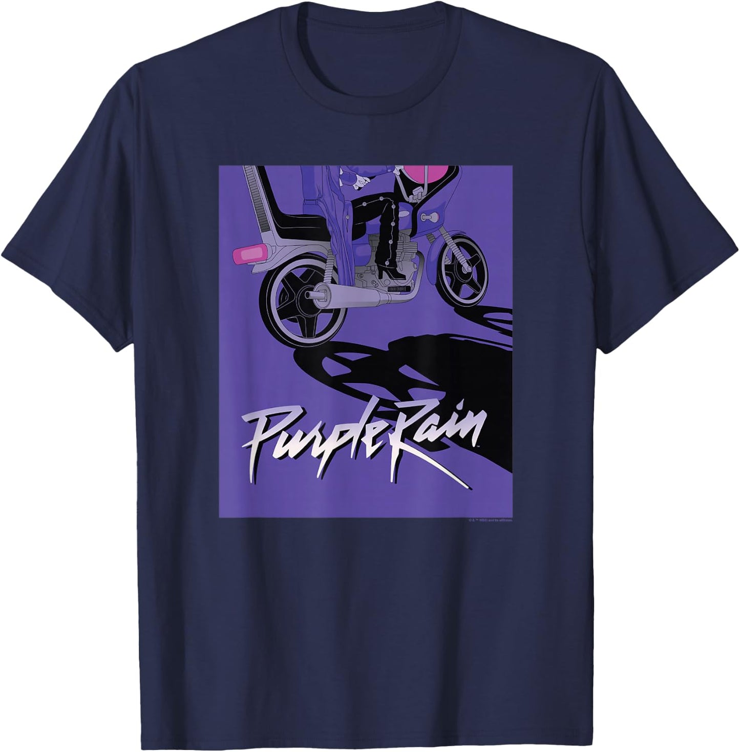 WB100 Purple Rain Prince Motorcycle Album Cover Sketch T-Shirt - T-Shirt | Navy