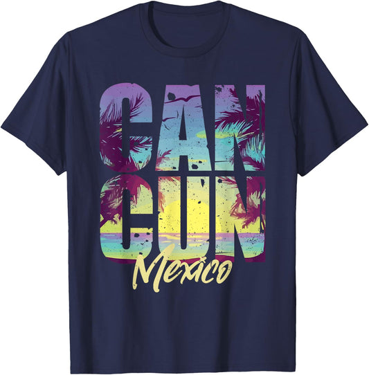 Cool Cancun Art Men Women Mexico Vacation Souvenir Summer T-Shirt - T-Shirt | Navy