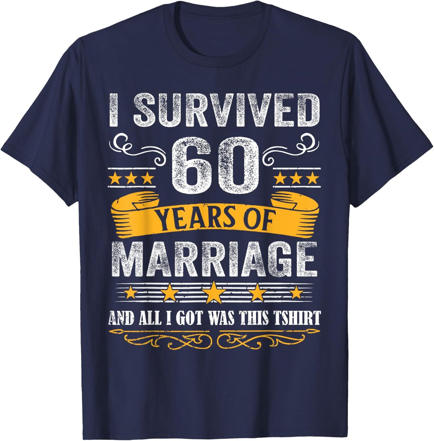60th Wedding Anniversary shirt Couples Husband Wife 60 Years T-Shirt - T-Shirt | Navy