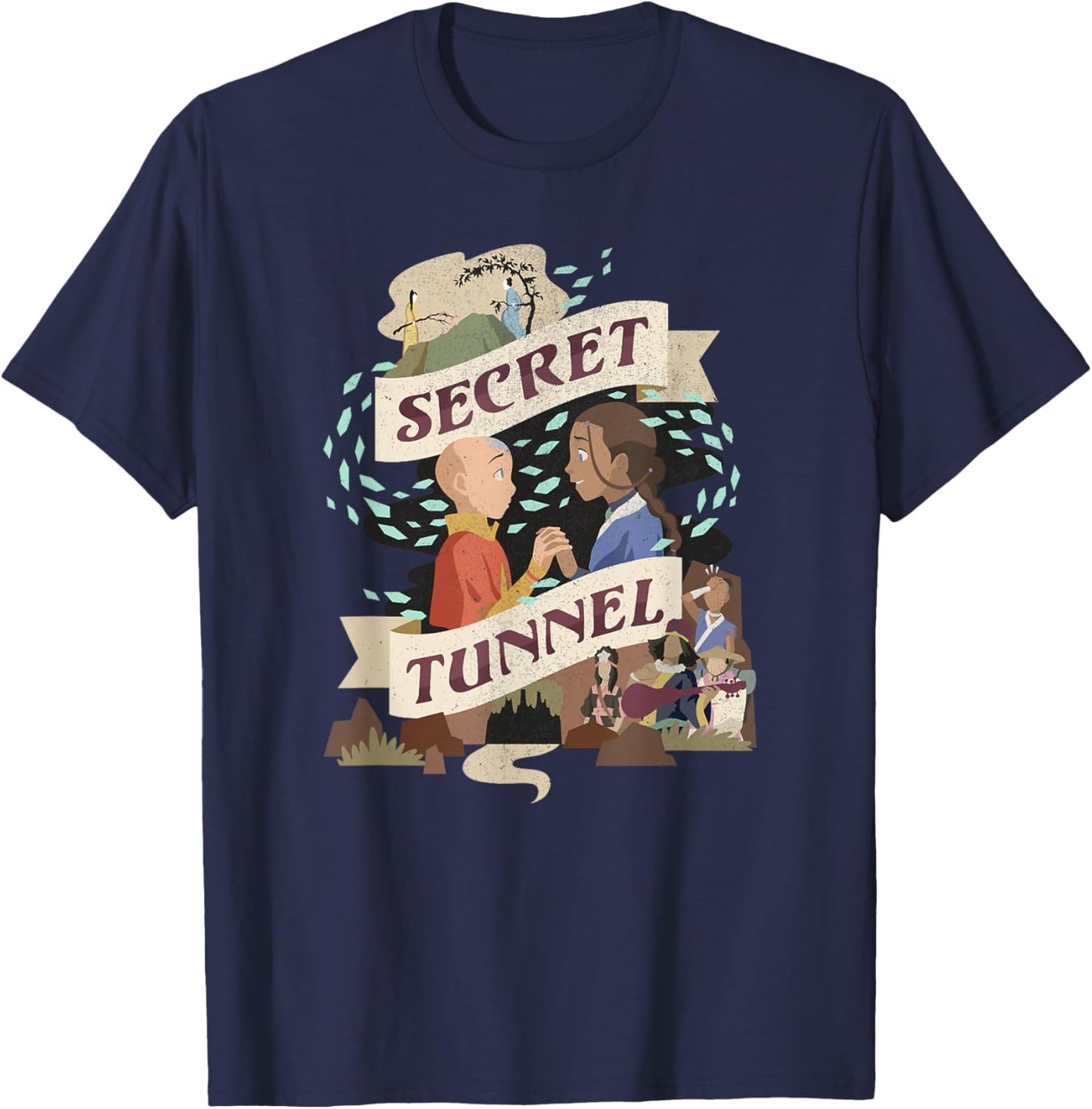 Avatar: The Last Airbender Aang & Katara Secret Tunnel T-Shirt - T-Shirt | Navy