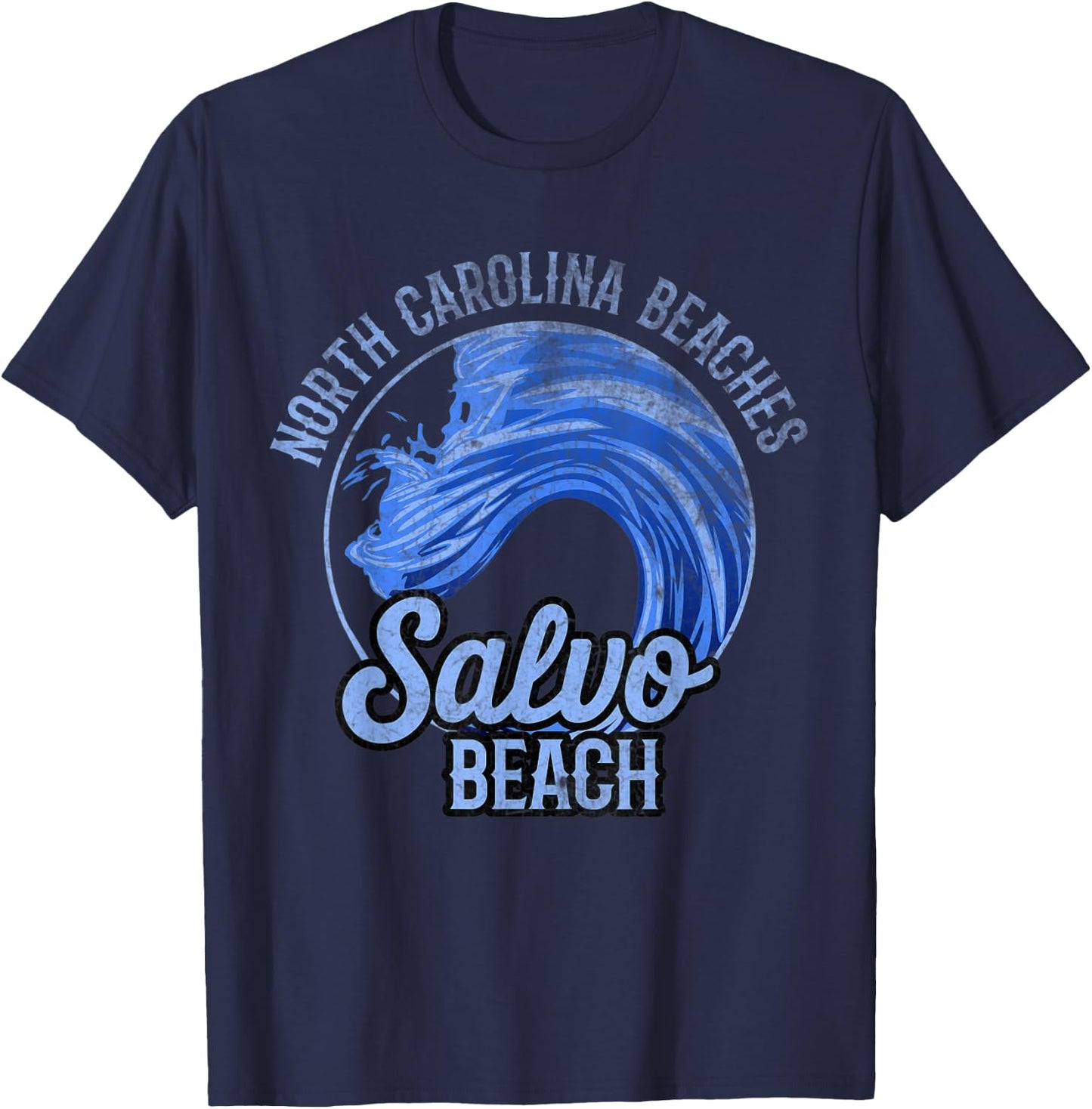 Funny Quote Salvo Beach Retro Wave Circle T-Shirt - T-Shirt | Navy