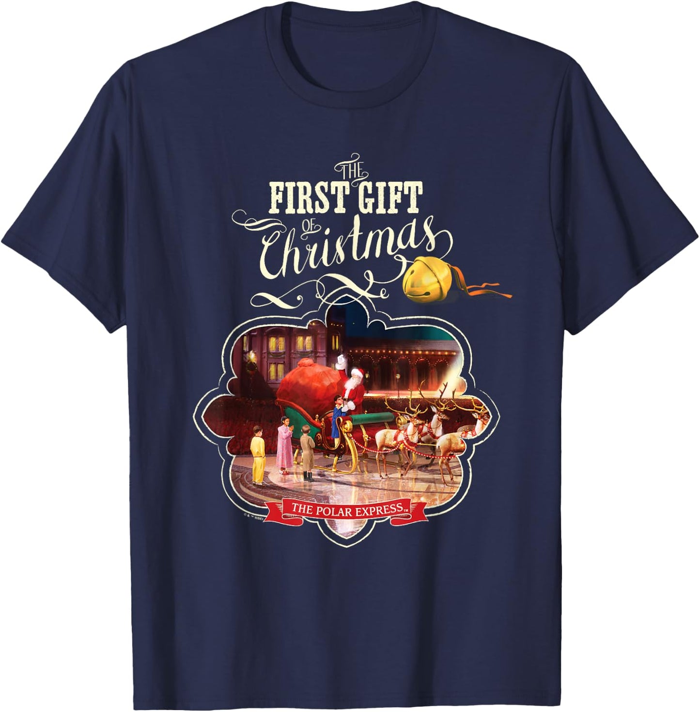 The Polar Express Giving The First Gift Of Christmas T-Shirt - T-Shirt | Navy