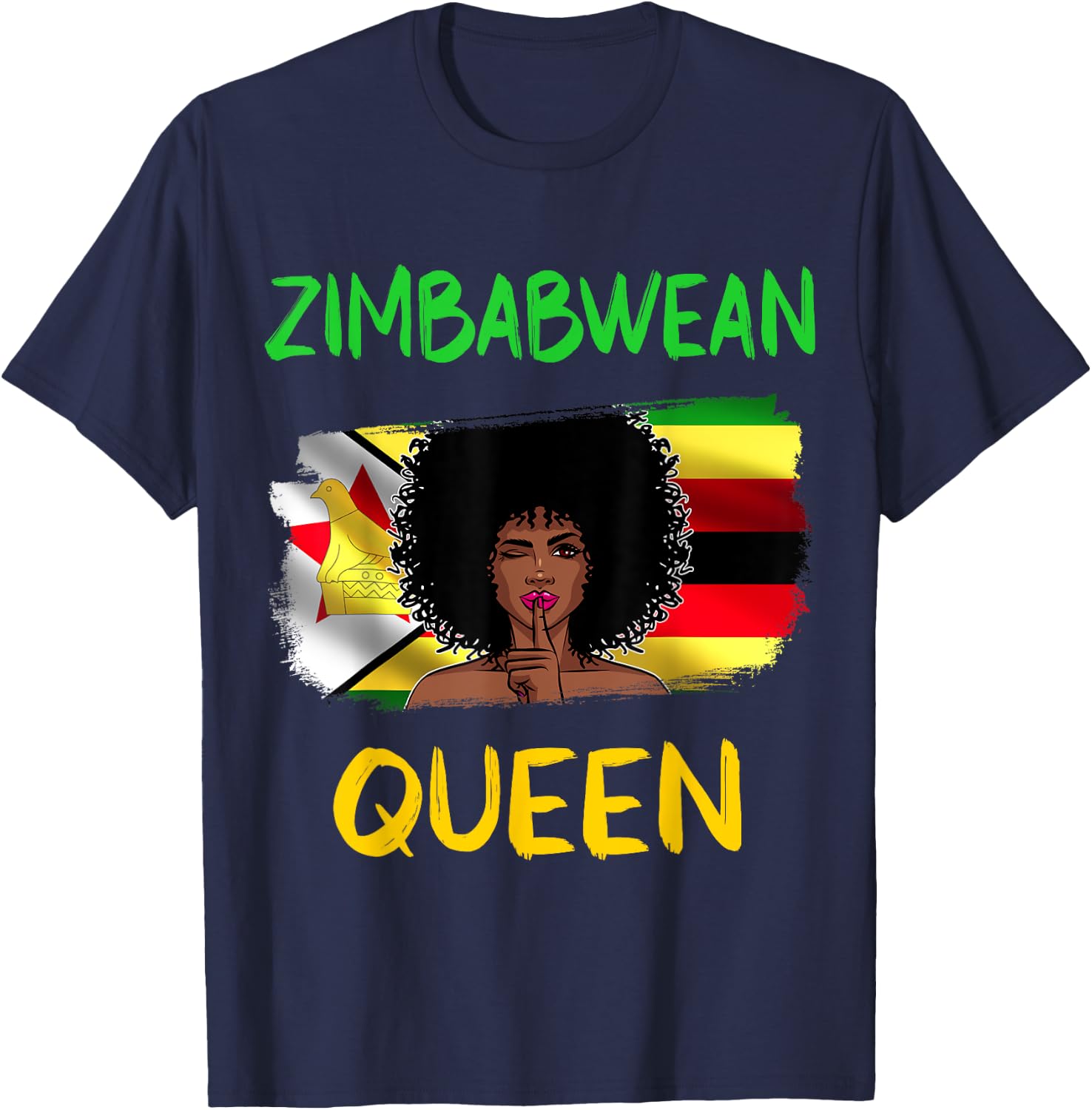 Zimbabwean Queen Zimbabwe Flag Zimbabwean Girl Pride T-Shirt - T-Shirt | Navy