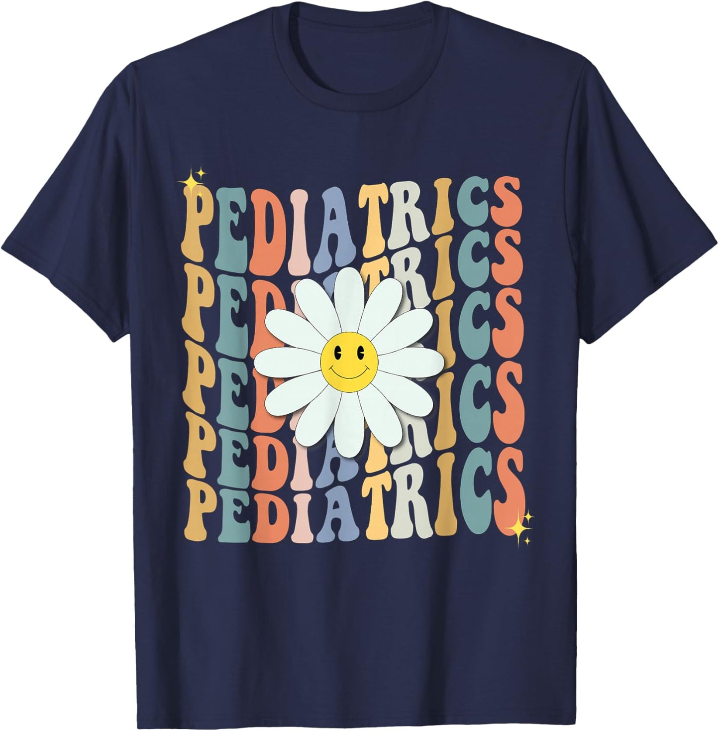 Pediatrics Nurse Squad Pediatrician Team Peds Crew Flowers T-Shirt - T-Shirt | Navy