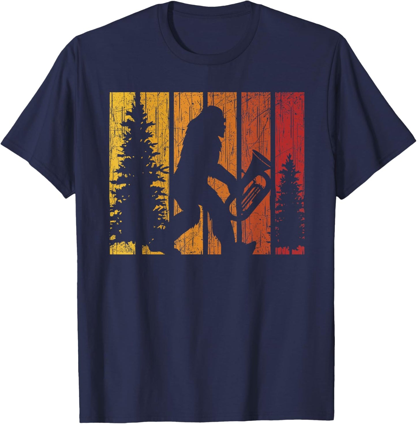 Bigfoot Lover Tuba Player Musical Instrument Musician T-Shirt - T-Shirt | Navy
