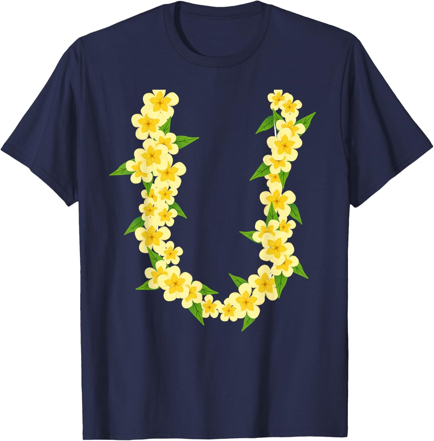 Hawaiian Flower Necklace Tropical Summer Holiday Lei T-Shirt - T-Shirt | Navy