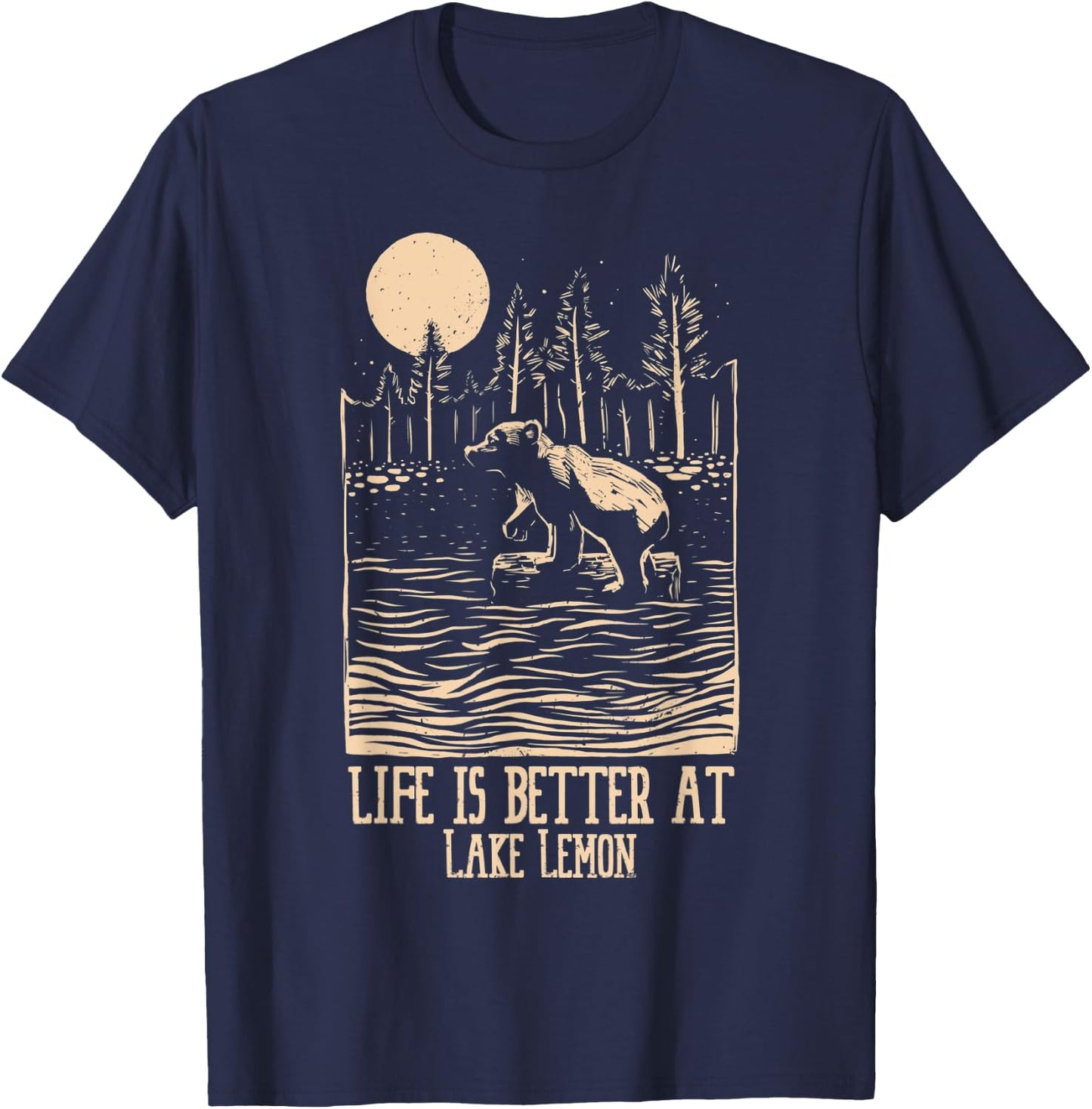 Life Is Better At Lake Lemon Kayaking And Pontooning T-Shirt - T-Shirt | Navy
