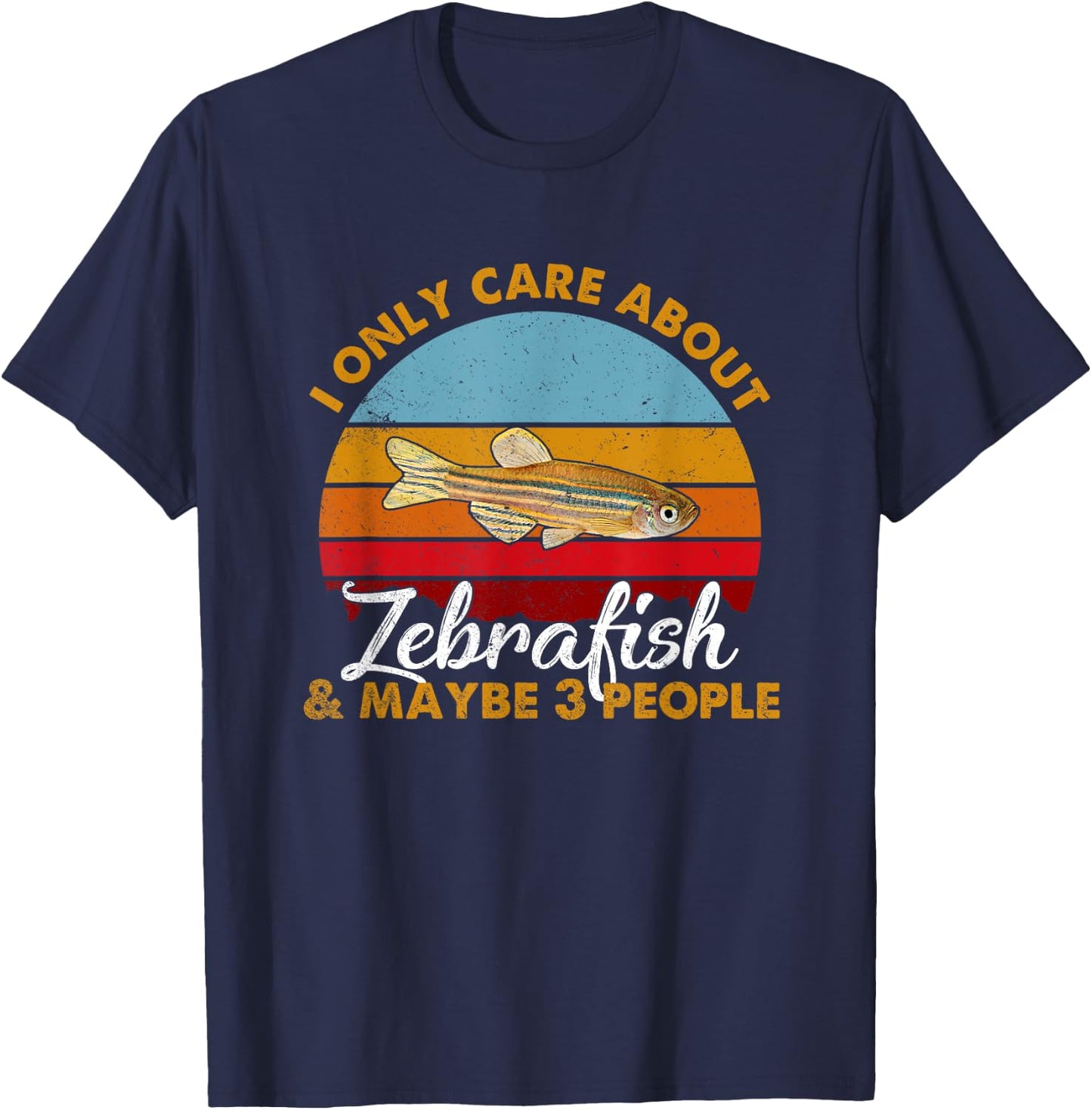 Retro Style Sunset Zebrafish T-Shirt - T-Shirt | Navy