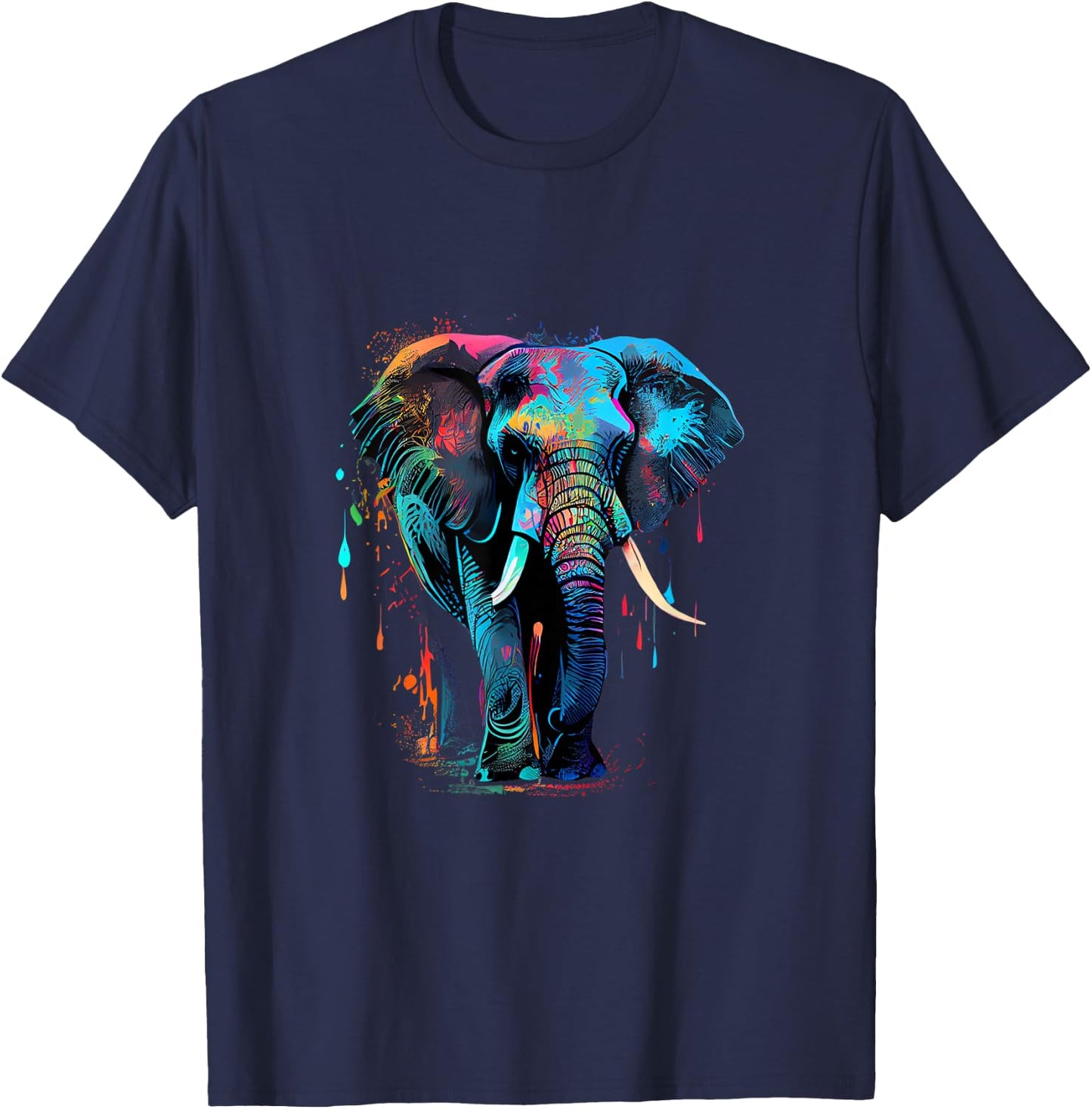 Elephant Face Colorful Pop Art Design Elephant Lovers T-Shirt - T-Shirt | Navy