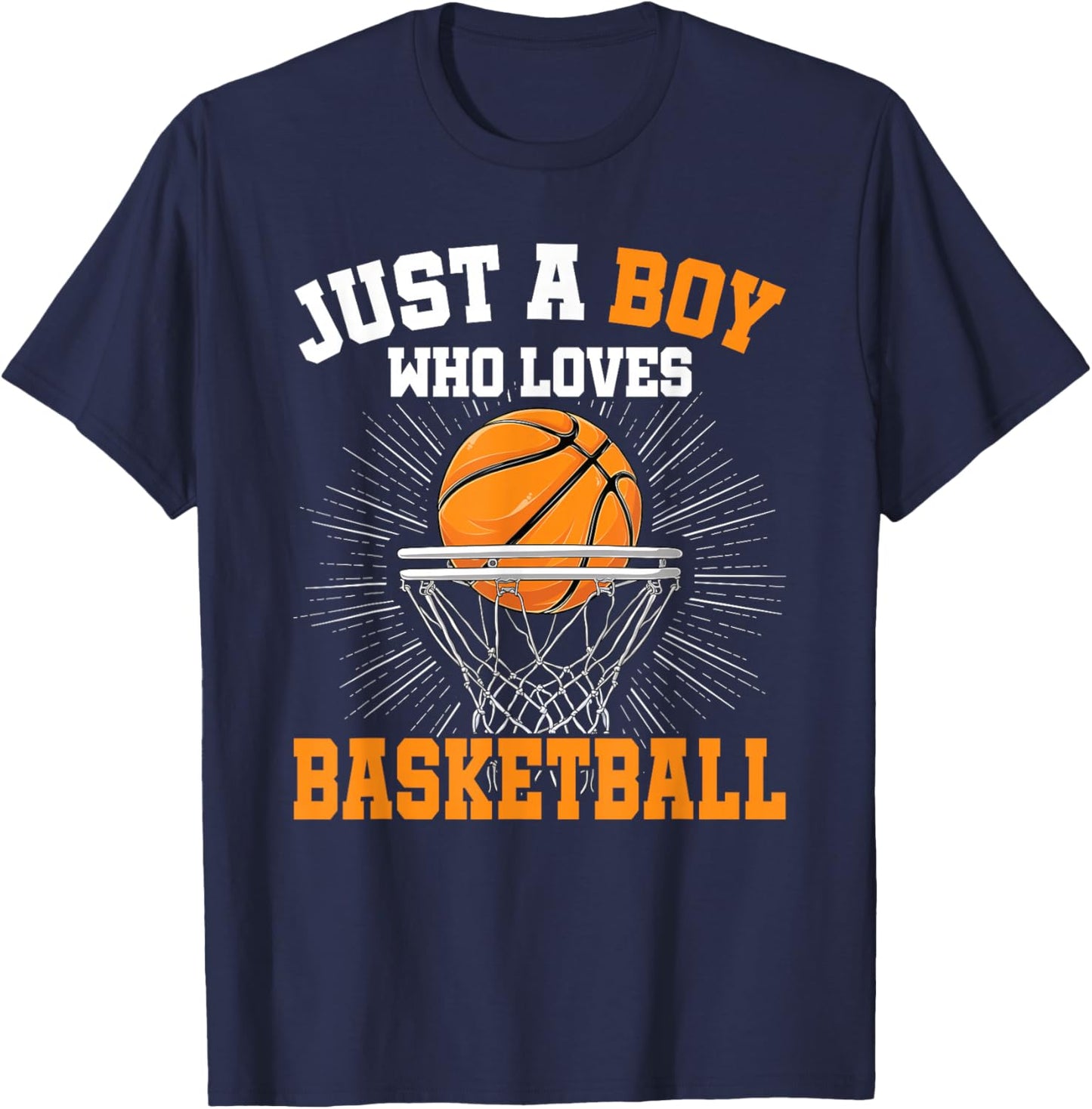 Just A Boy Who Loves Basketball Player Boys Kids T-Shirt - T-Shirt | Navy
