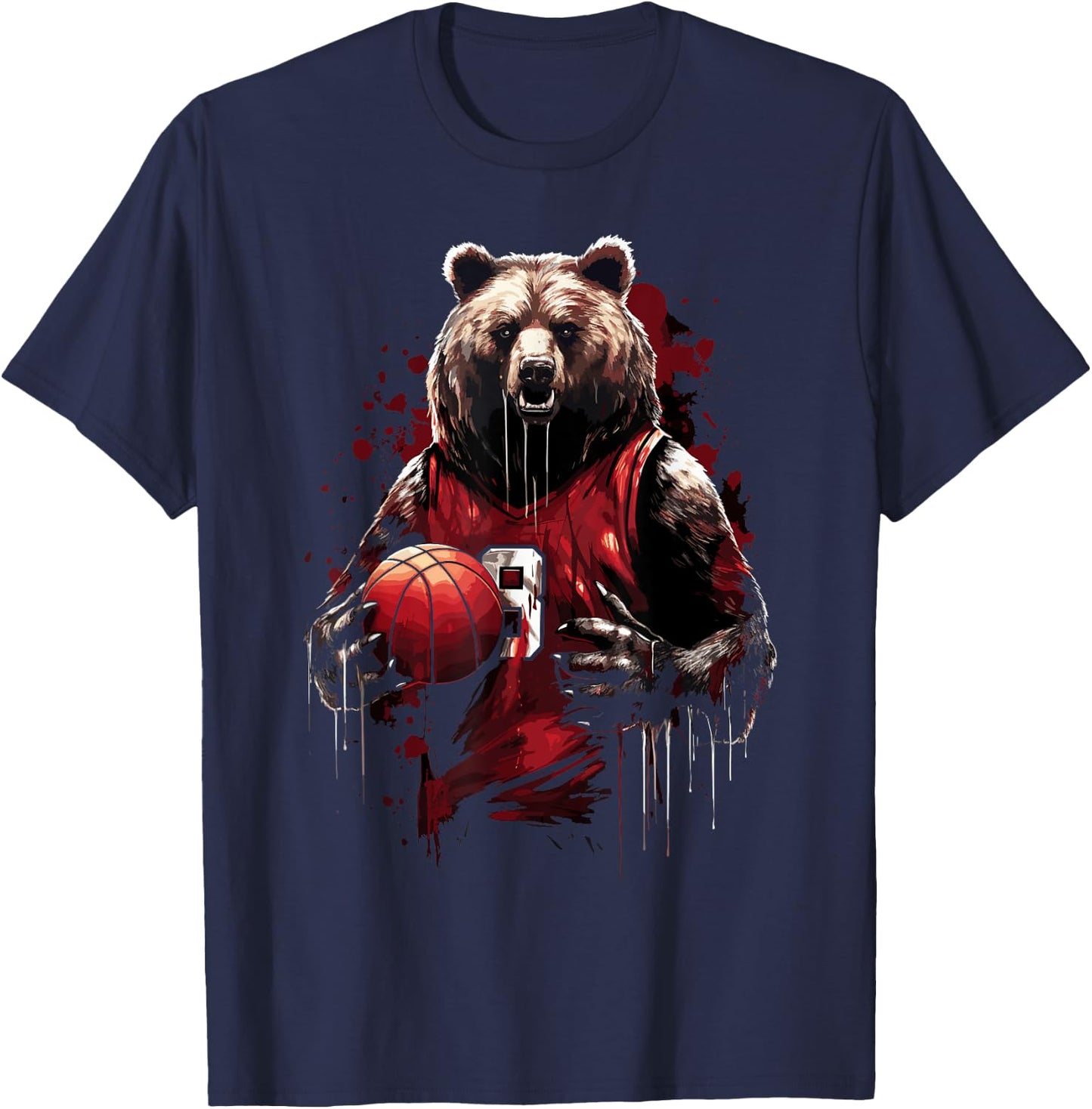Cute teddy bear playing basketball Sport Women Kids T-Shirt - T-Shirt | Navy