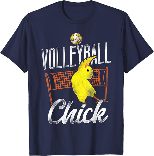 Volleyball Player Team Chicken Vintage Volleyball Chick T-Shirt - T-Shirt | Navy