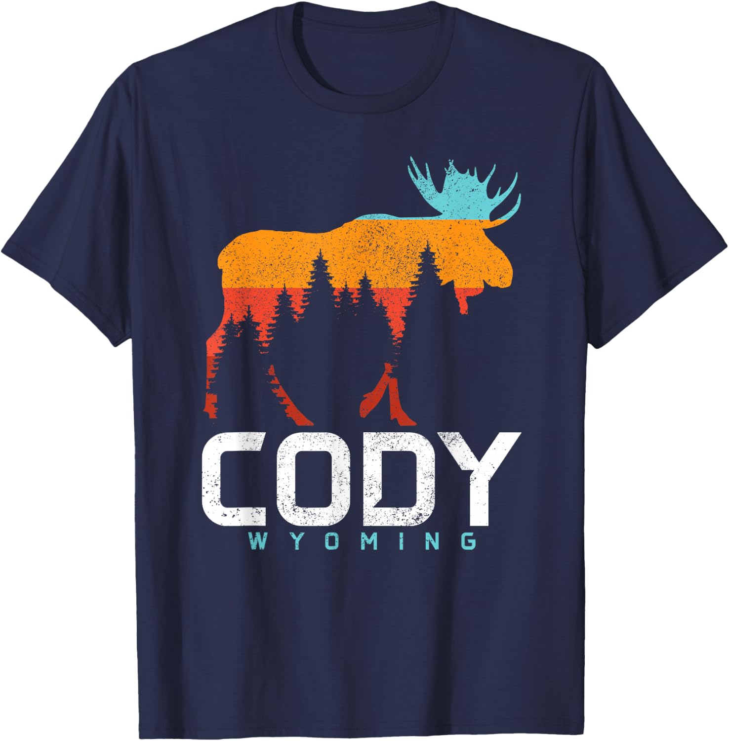 Cody Wyoming Vintage Retro Pride Souvenir Moose Nature T-Shirt - T-Shirt | Navy